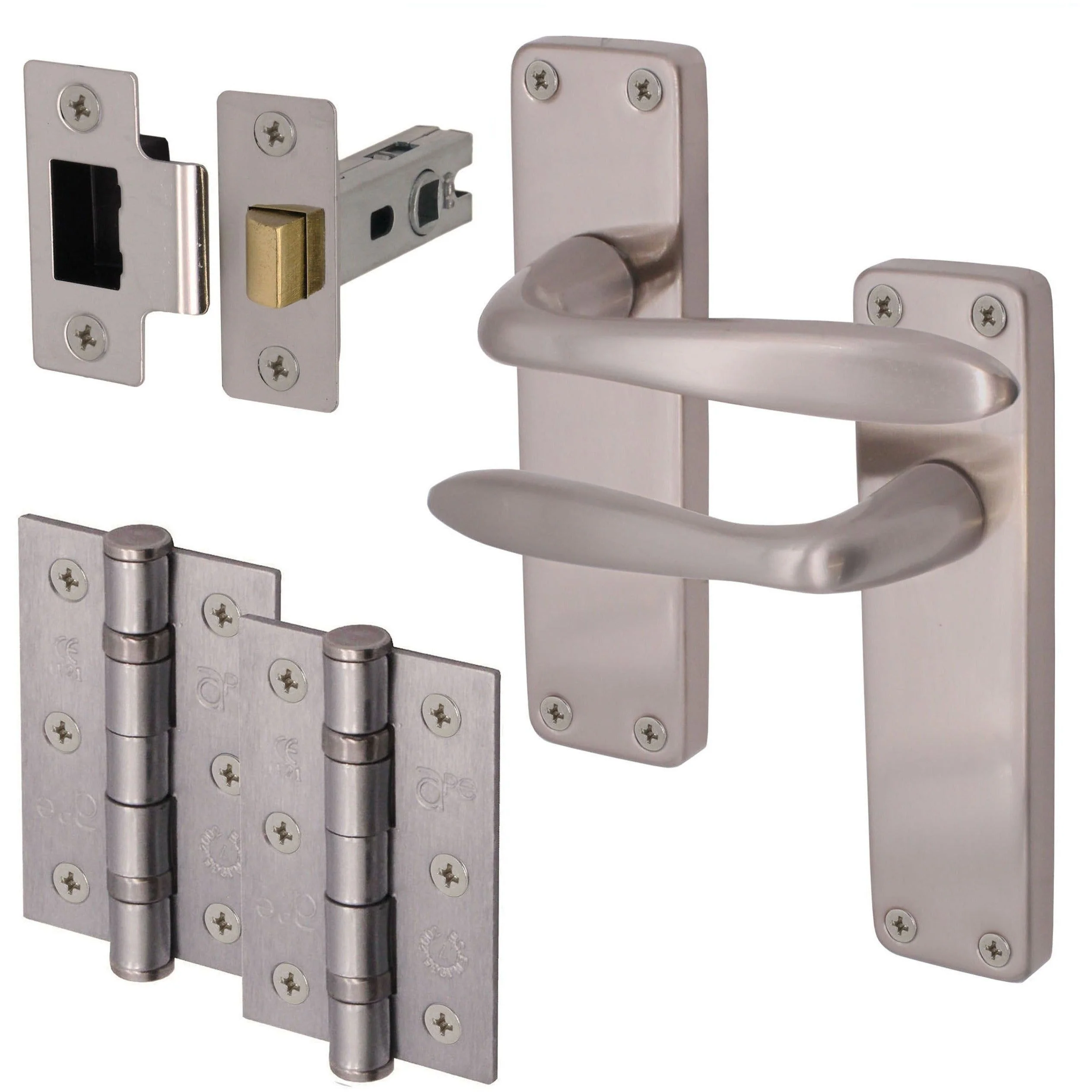Sassari Satin Nickel Lever Door Handle Pack - Latch