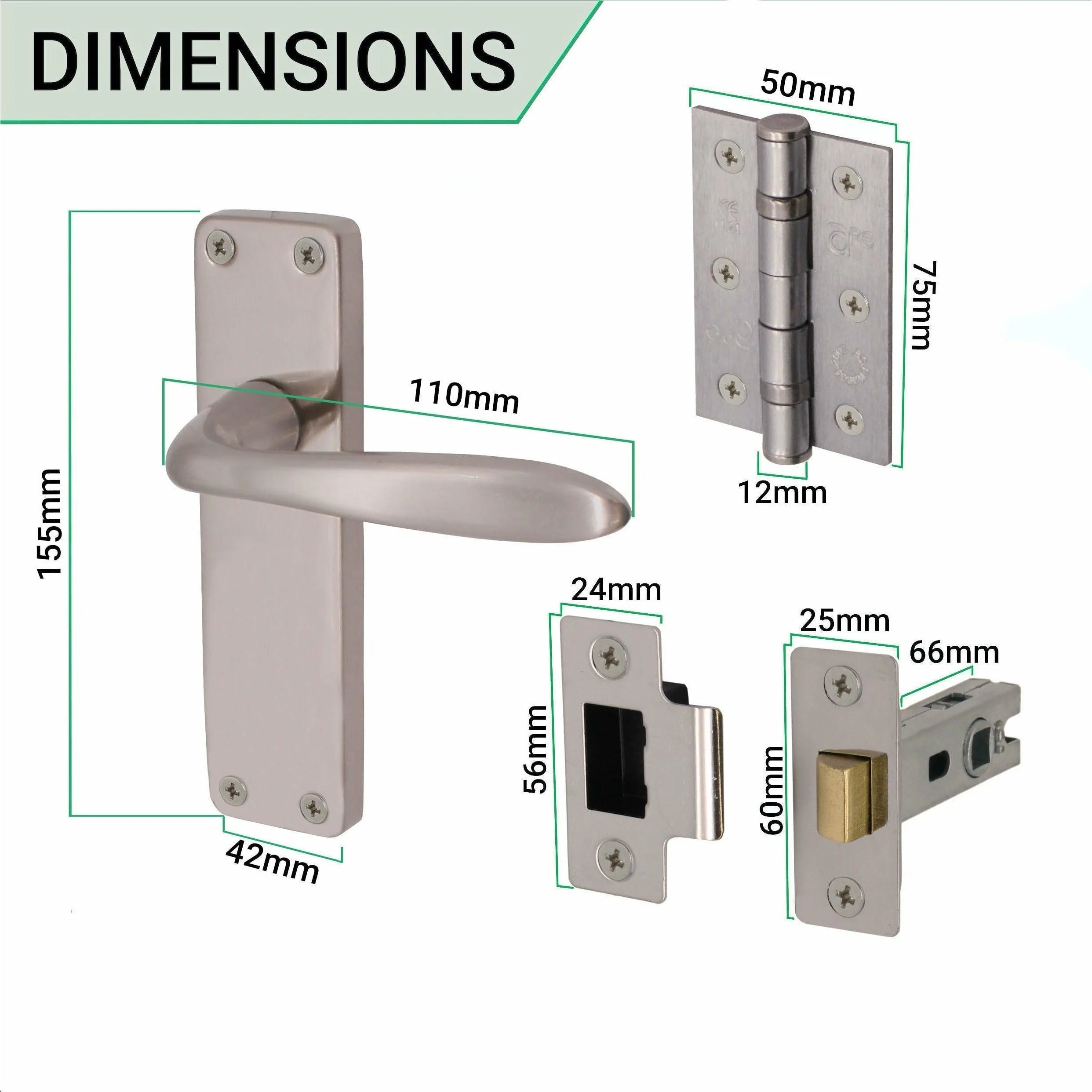 Sassari Satin Nickel Lever Door Handle Pack - Latch - Image 3