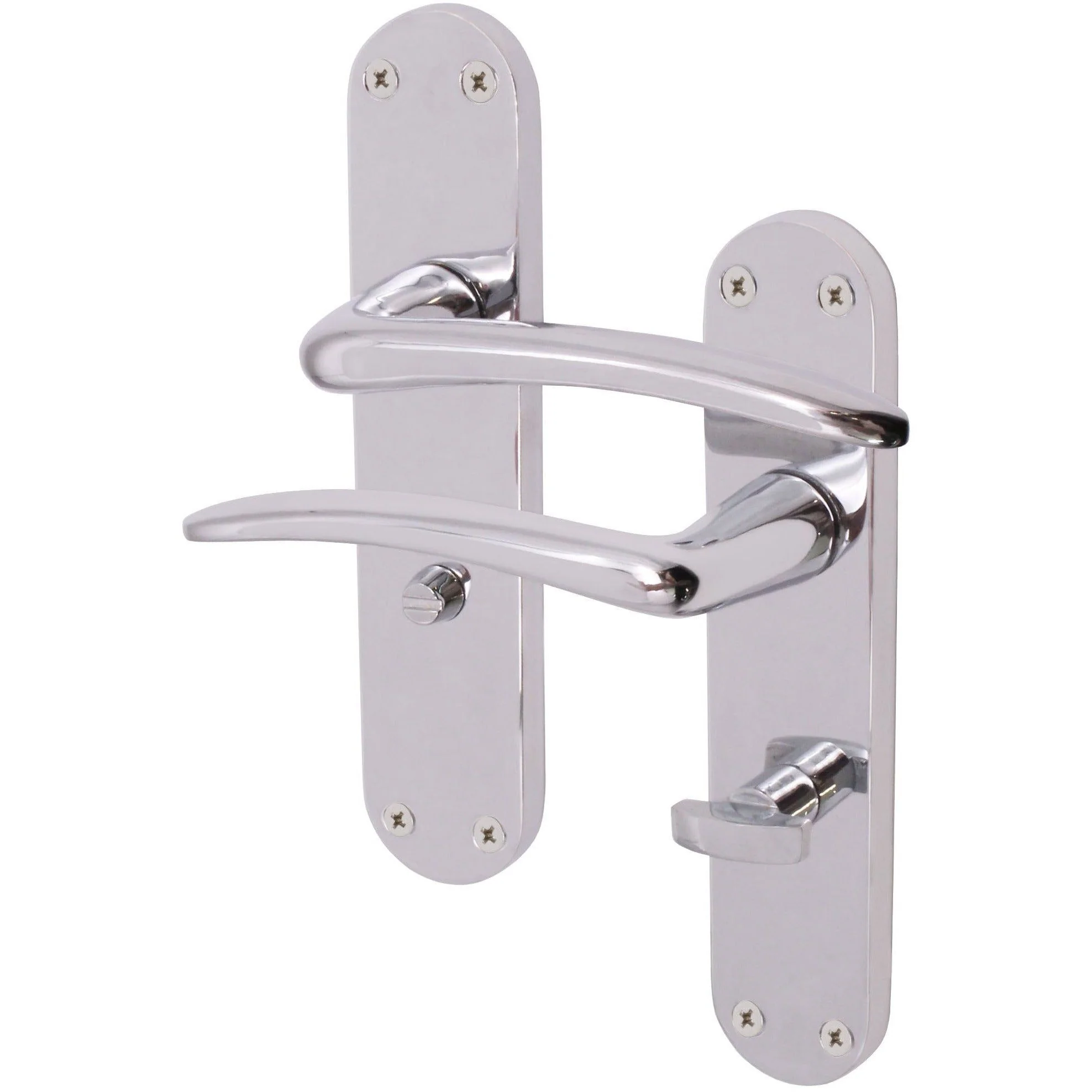 Chrome Lever Door Handles on Backplate Bathroom Door Handles Zeno Design - 180mm - Polished Chrome