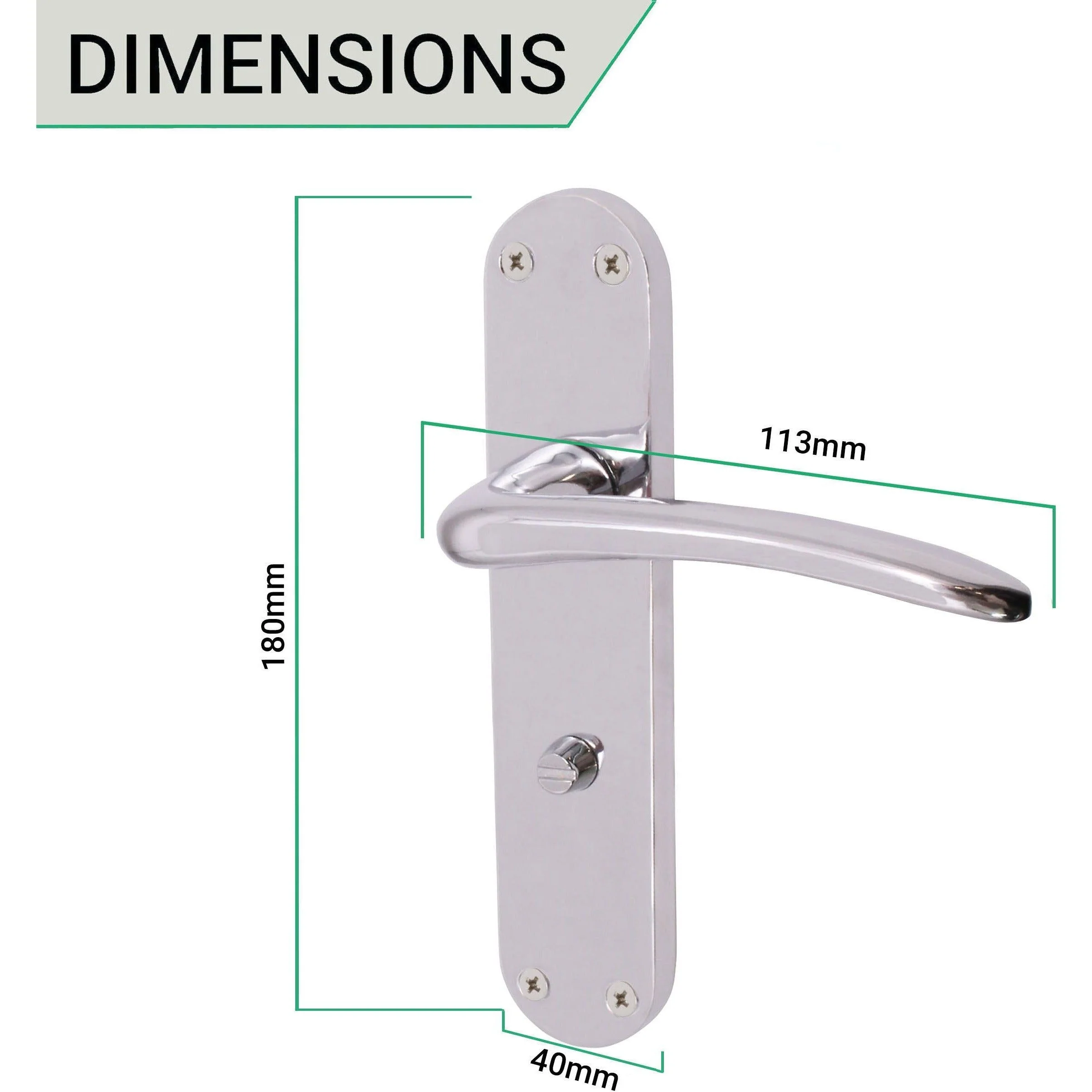 Chrome Lever Door Handles on Backplate Bathroom Door Handles Zeno Design - 180mm - Polished Chrome - Image 3