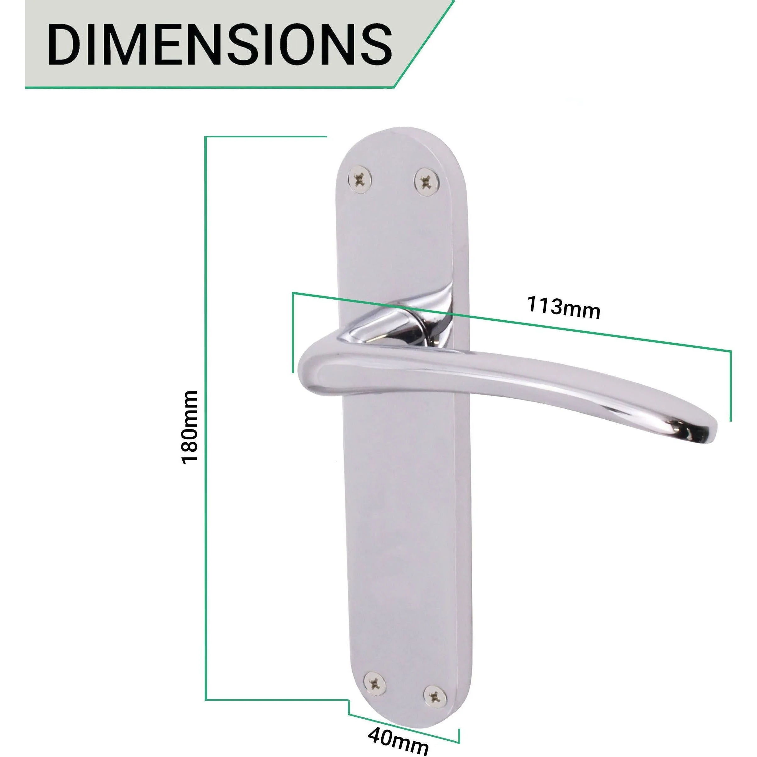 Chrome Lever Door Handles on Backplate Latch Door Handles Zeno Design - 180mm - Polished Chrome - Image 3