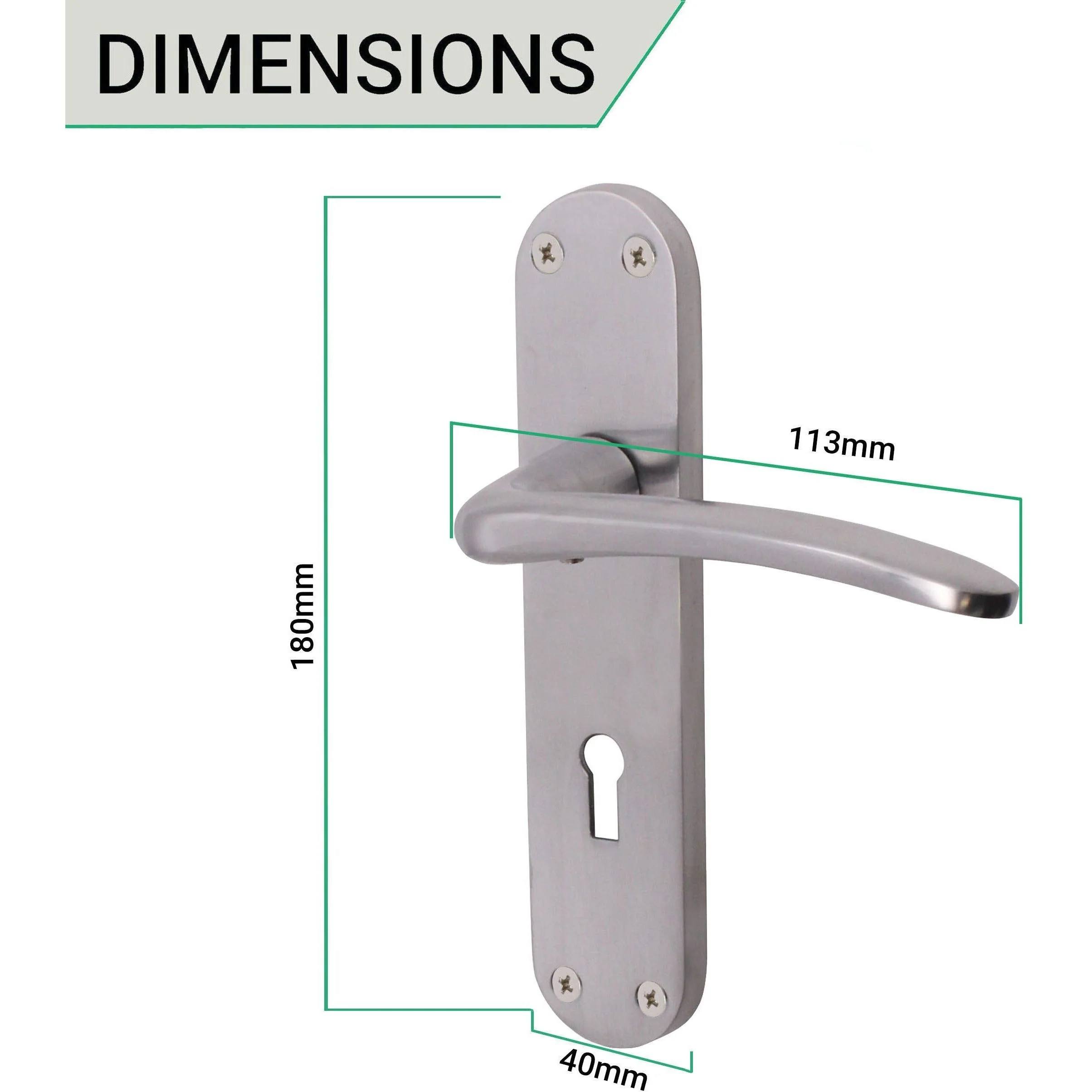 Satin Lever Door Handles on Backplate Lock Door Handles Zeno Design - 180mm - Satin Chrome - Image 3