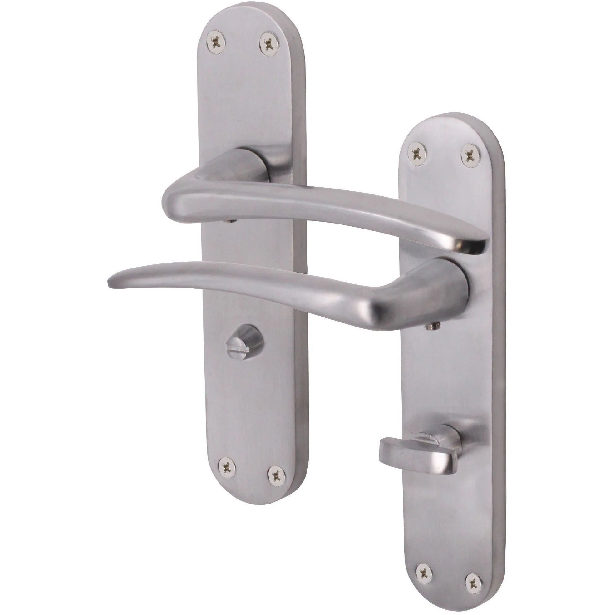 Satin Lever Door Handles on Backplate Bathroom Door Handles Zeno Design - 180mm - Satin Chrome