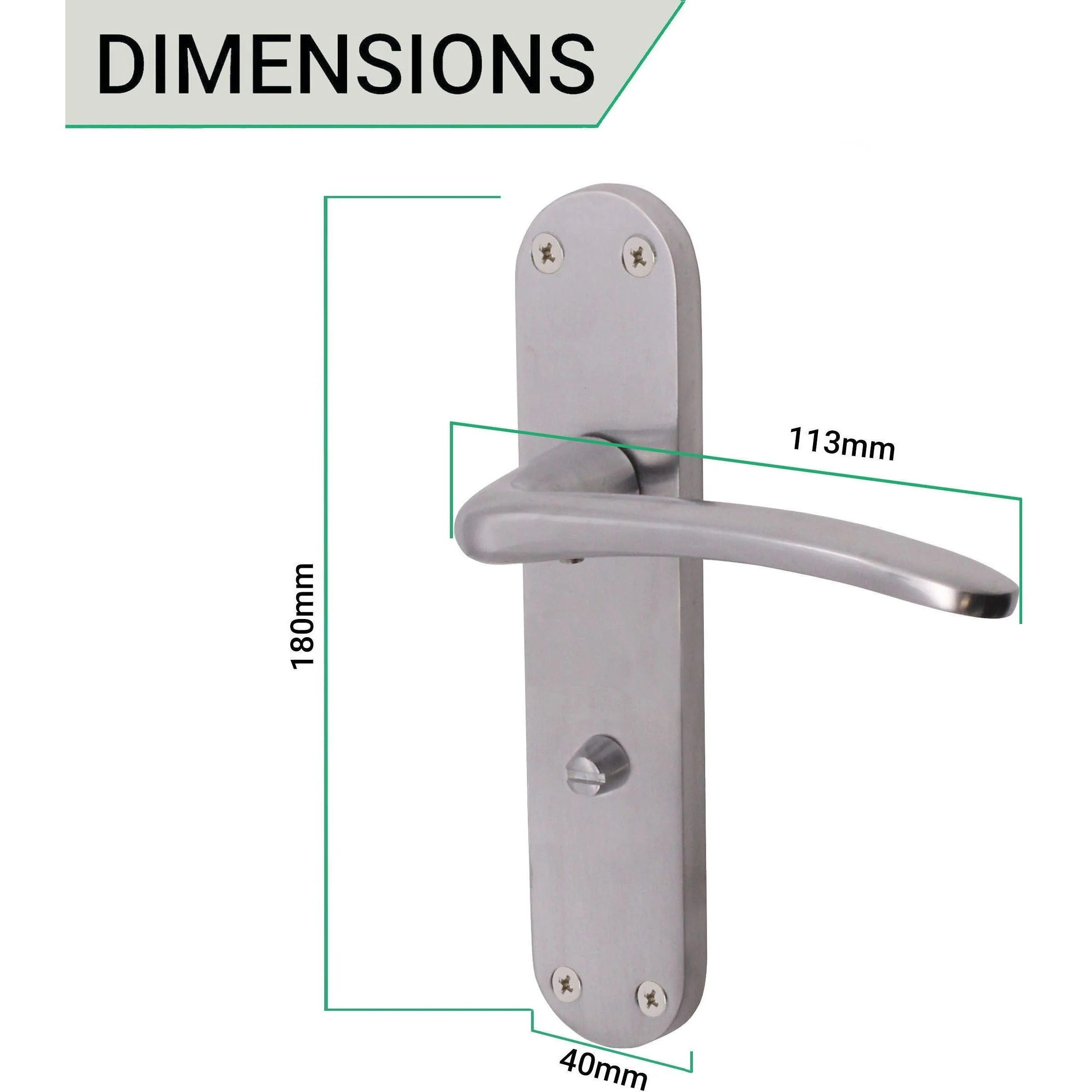 Satin Lever Door Handles on Backplate Bathroom Door Handles Zeno Design - 180mm - Satin Chrome - Image 3