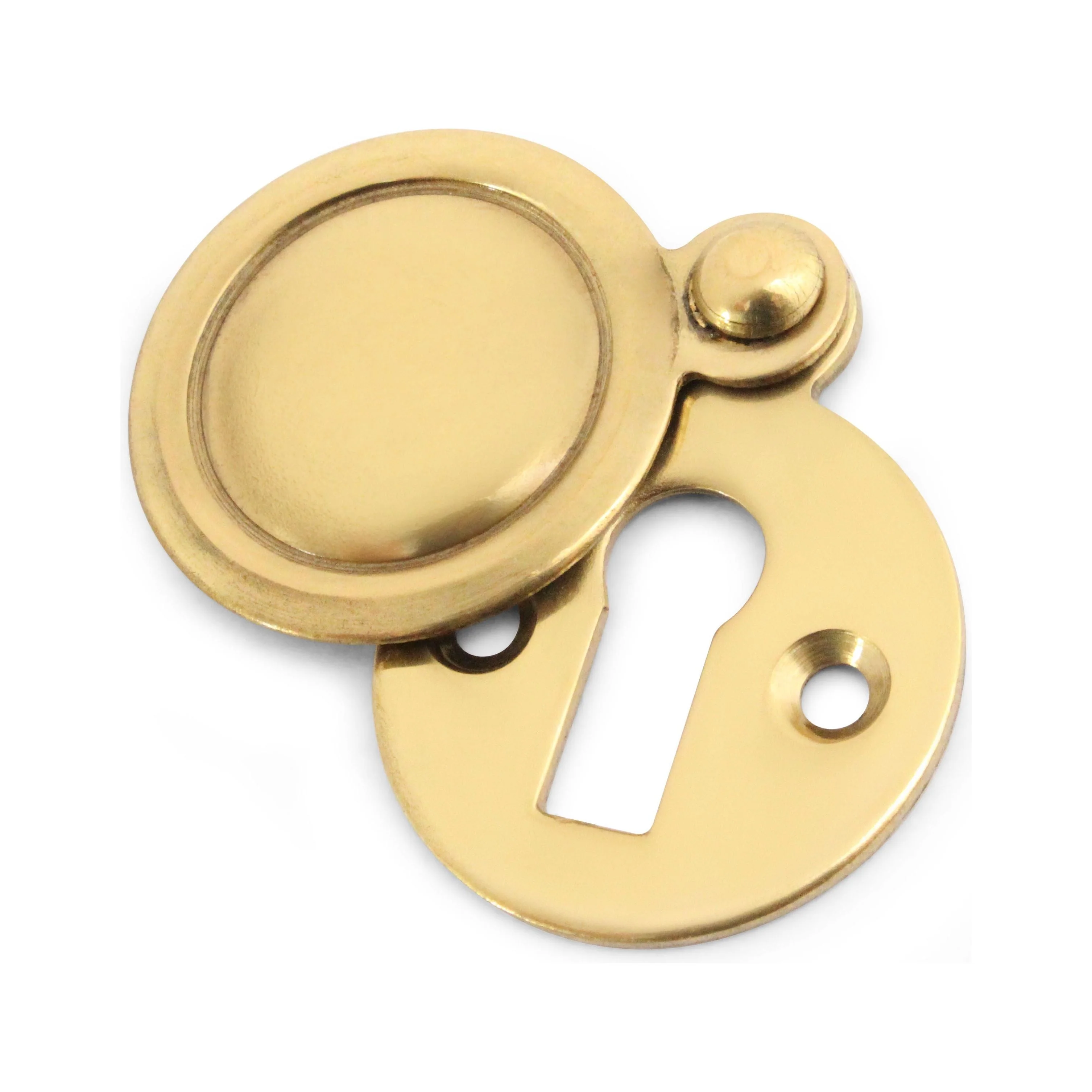 Victorian Keyhole Covered Escutcheon - 34mm - Polished Brass - Image 6