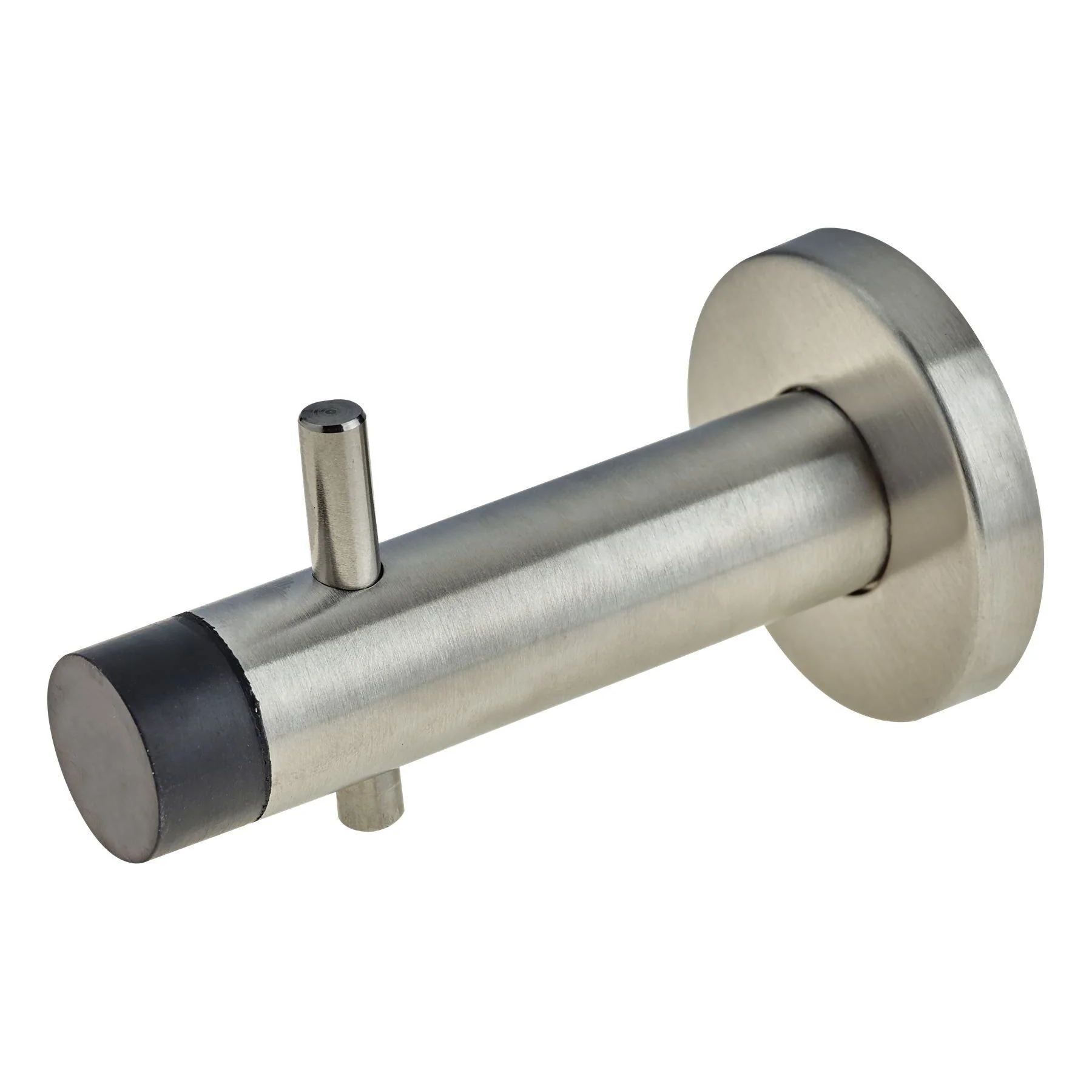 Cubicle Hook And Stop On Rose - 82mm Projection 19mm Bar - Satin Stainless