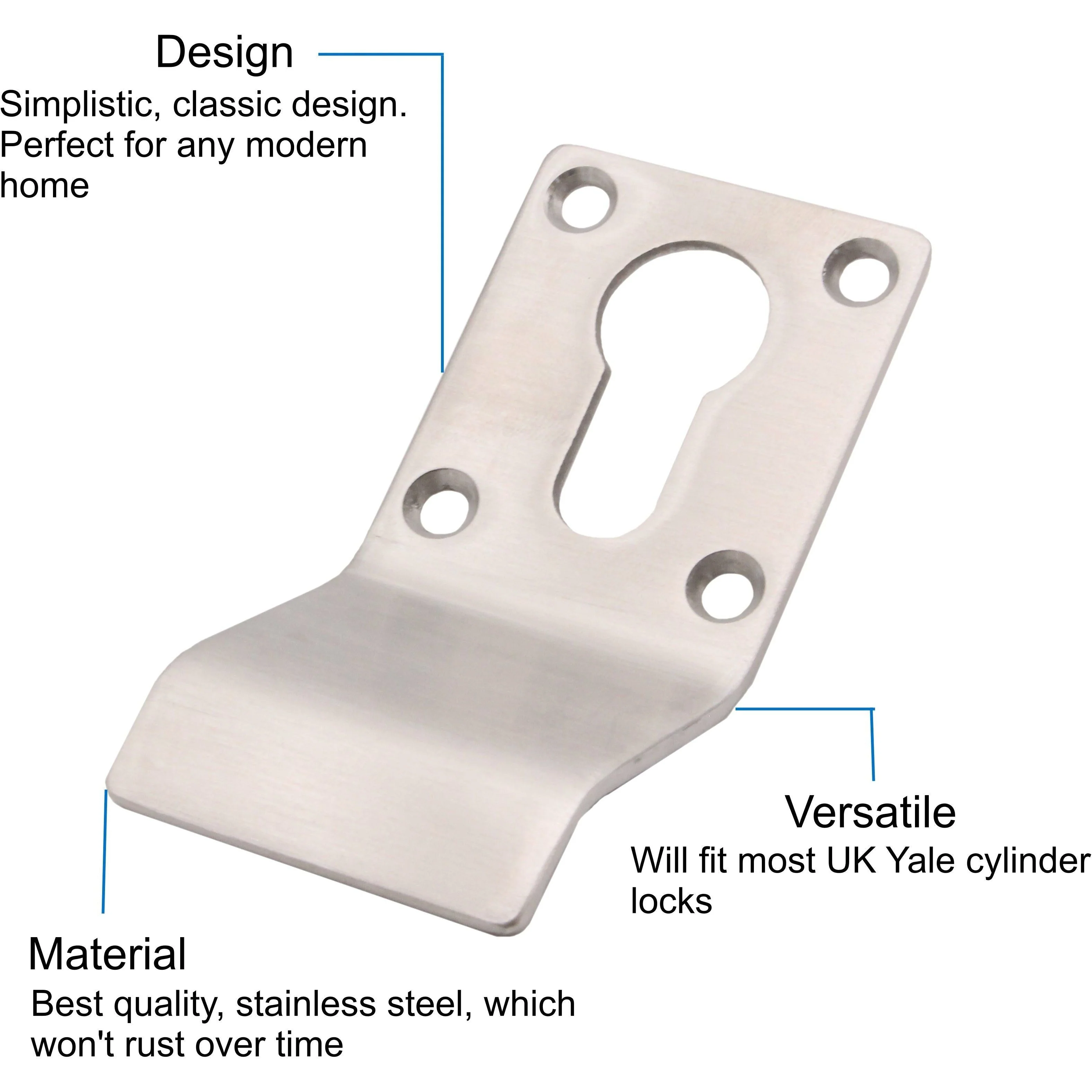Cylinder Pull Finger Latch Euro Profile - Satin Stainless Steel - 86mm - Image 3