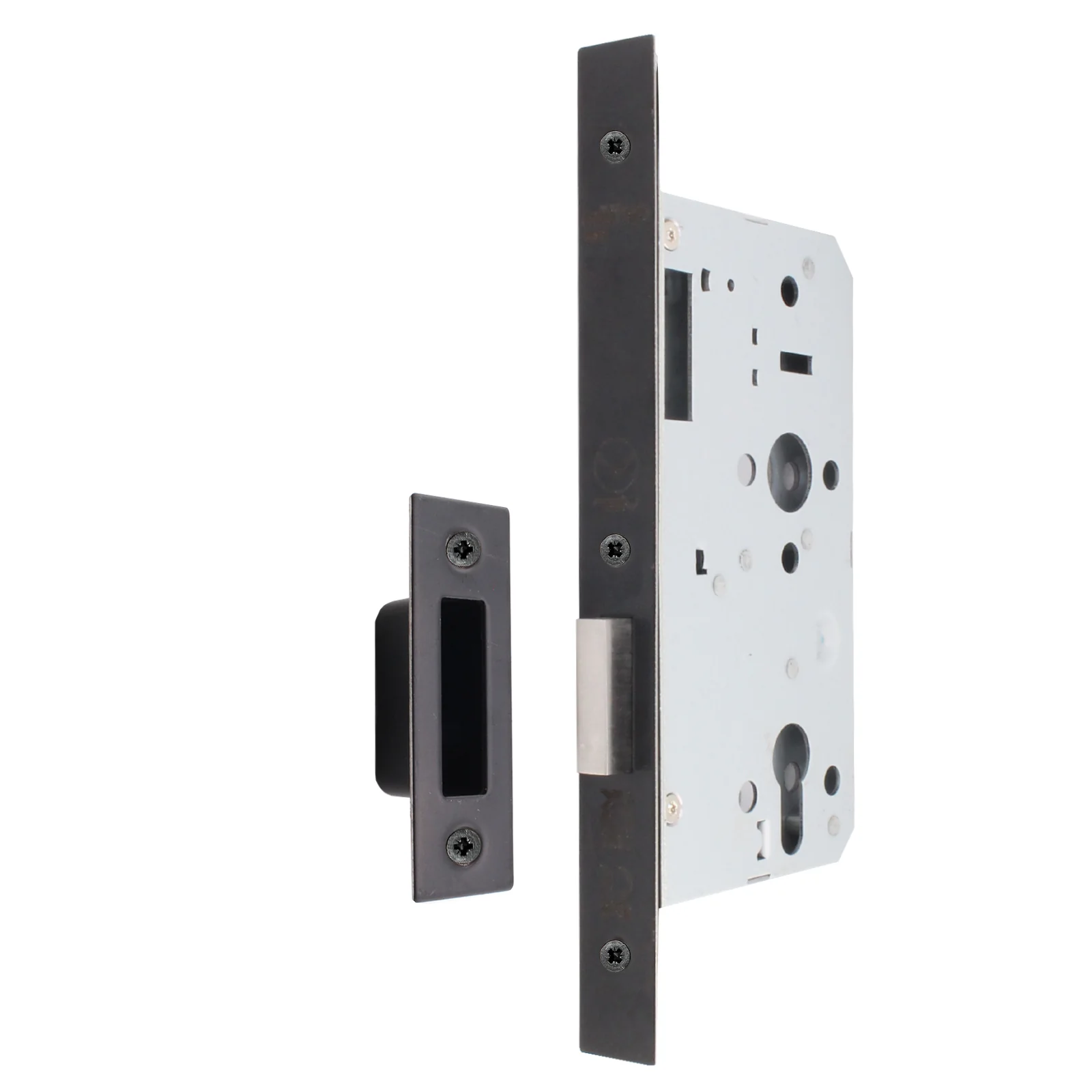 Fire Rated DIN Deadlock Lock - 60mm Backset / 90mm Case / 72mm Centres - Matt Black