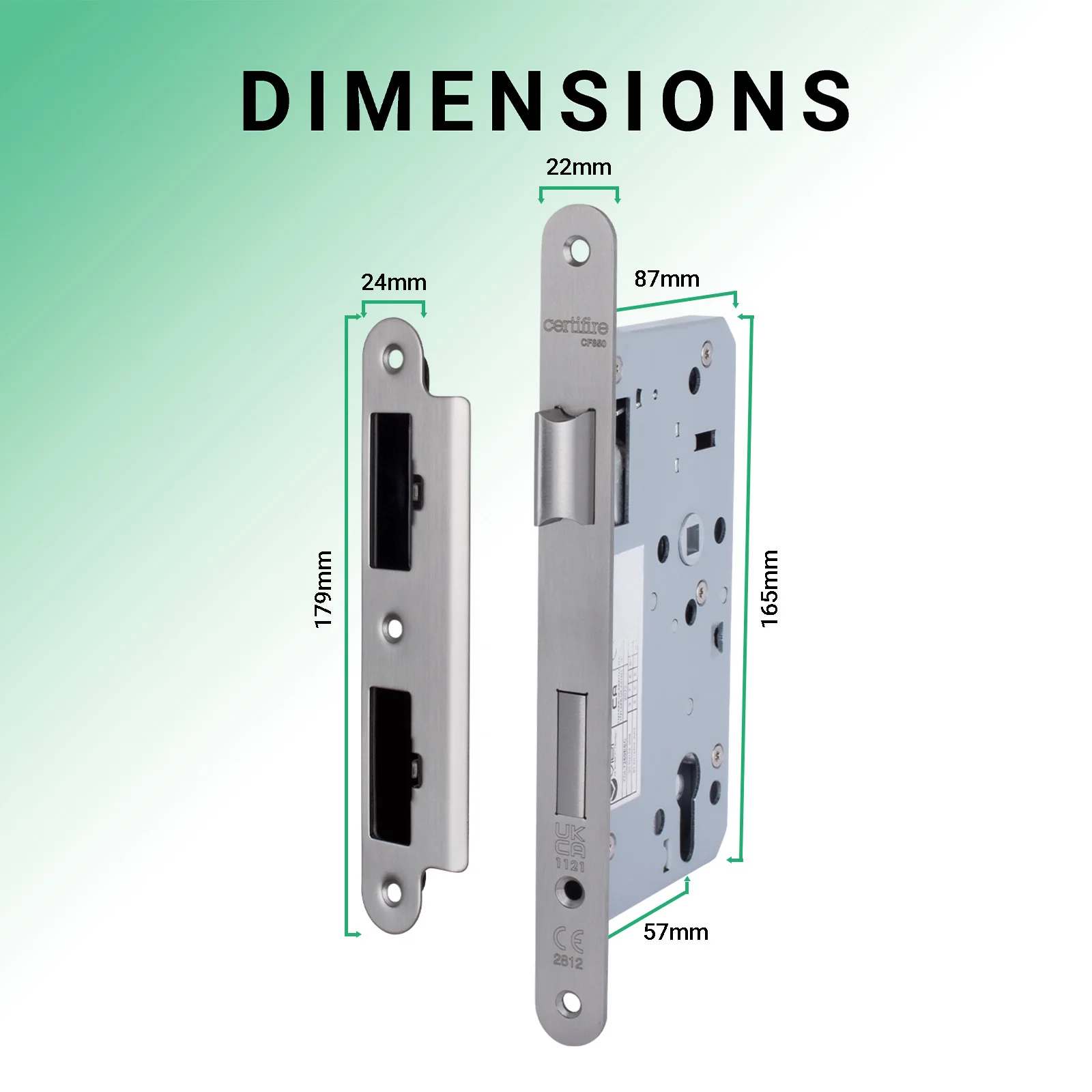 DIN Euro Profile Escape Sashlock Case - Radius Forend - 60mm Backset / 90mm Case - Satin Stainless Steel - Image 4
