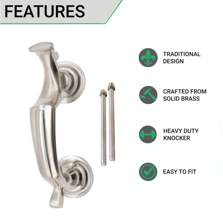 Doctor Door Knocker Slimline Polished Nickel - Image 3