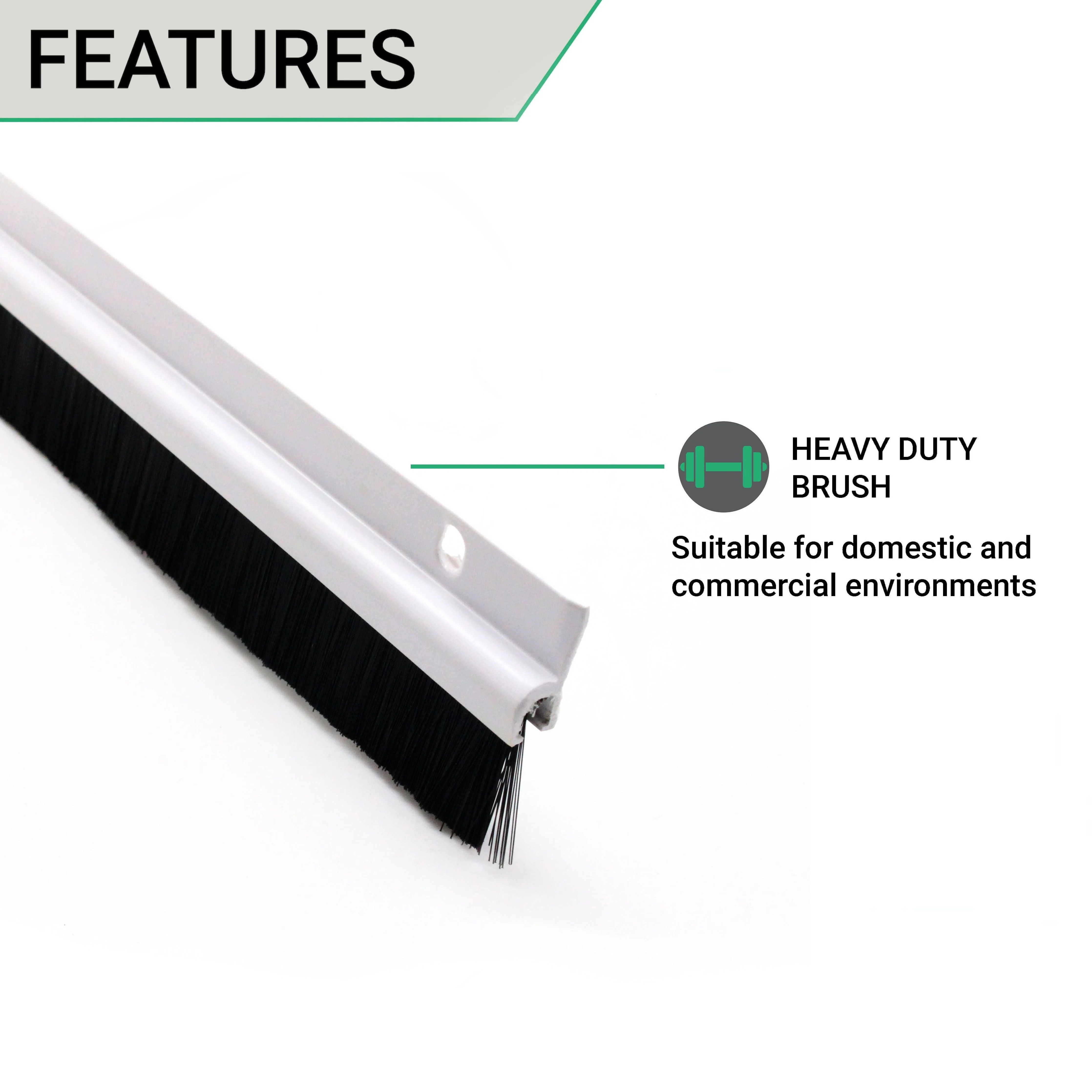 Door Bottom Brush Draught Seal - 914mm - White - Image 3
