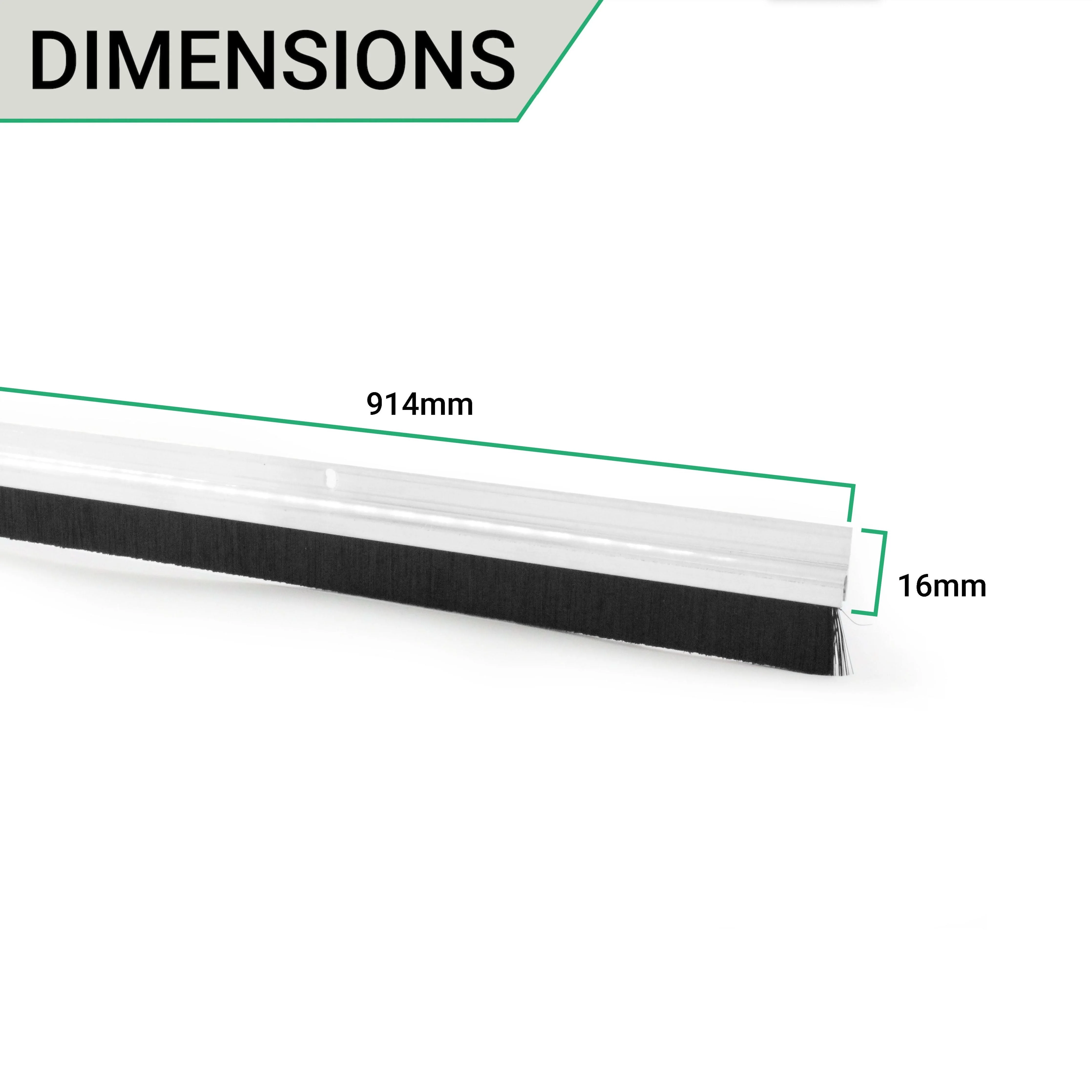 Door Bottom Brush Draught Seal - 914mm - White - Image 4
