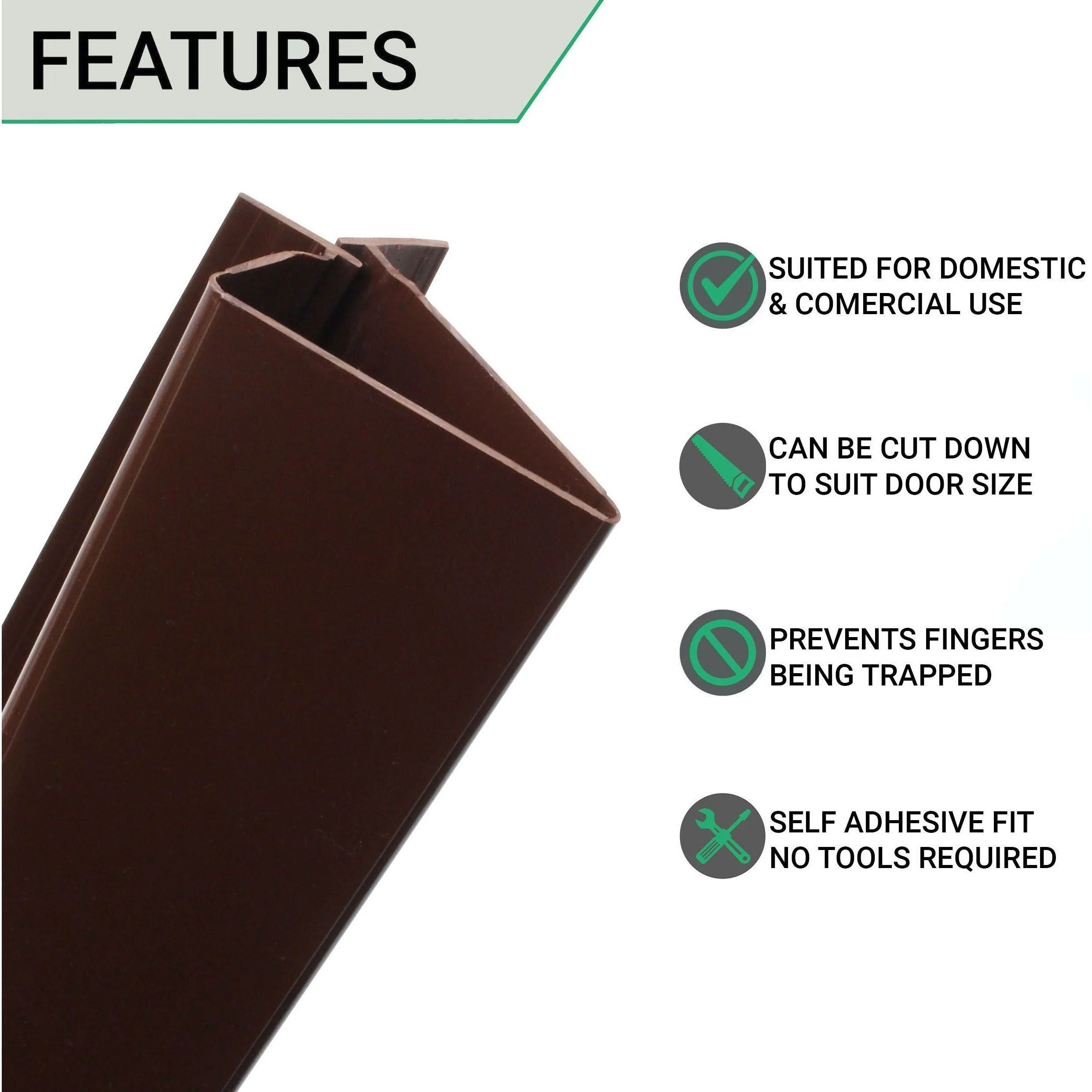 Door Finger Guard Protector - Front Side - 1950mm - Brown - Image 3