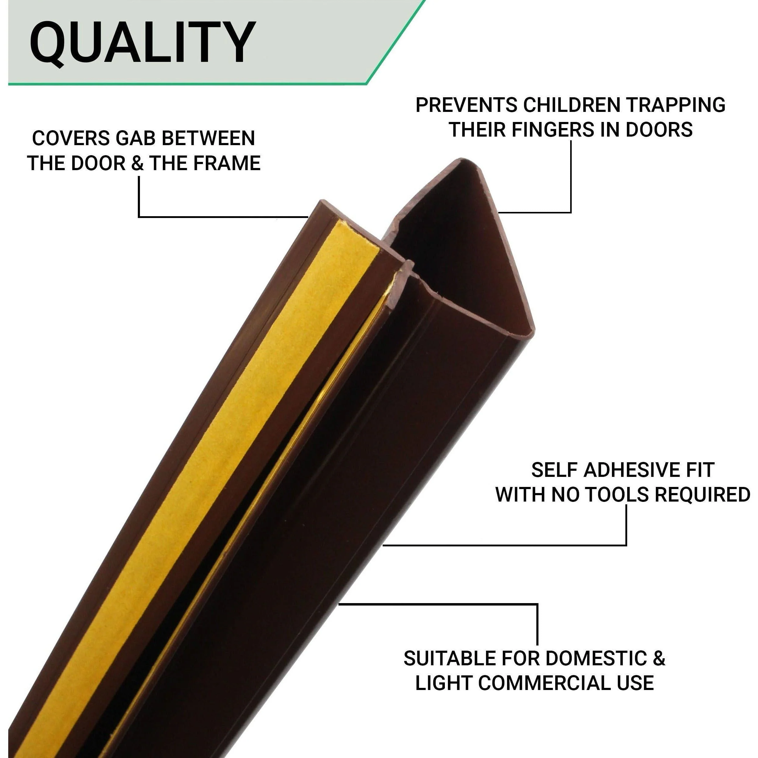 Door Finger Guard Protector - Front Side - 1950mm - Brown - Image 5