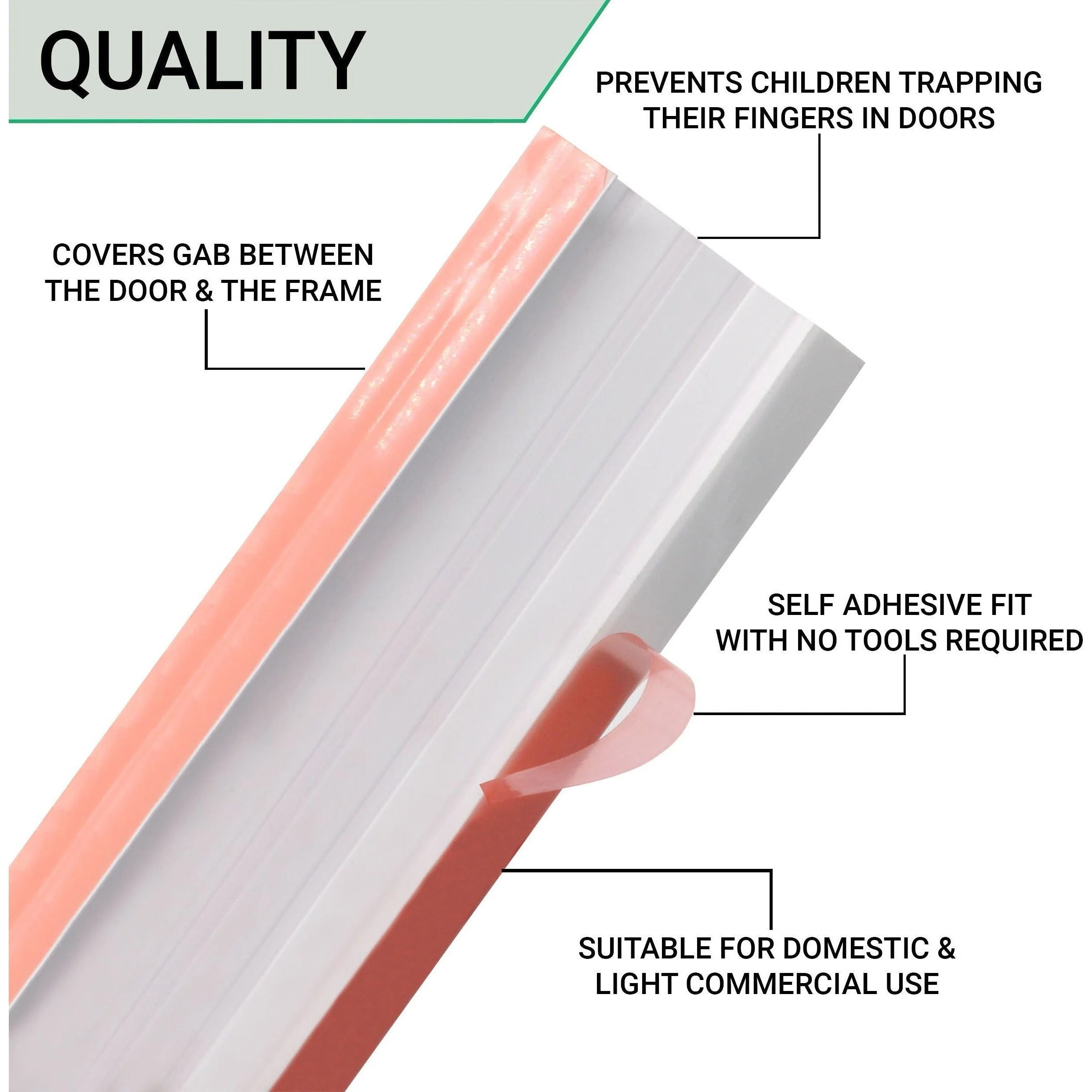 Door Finger Guard Protector - Rear Side - 1950mm - White - Trade Pack Of 5 - Image 6