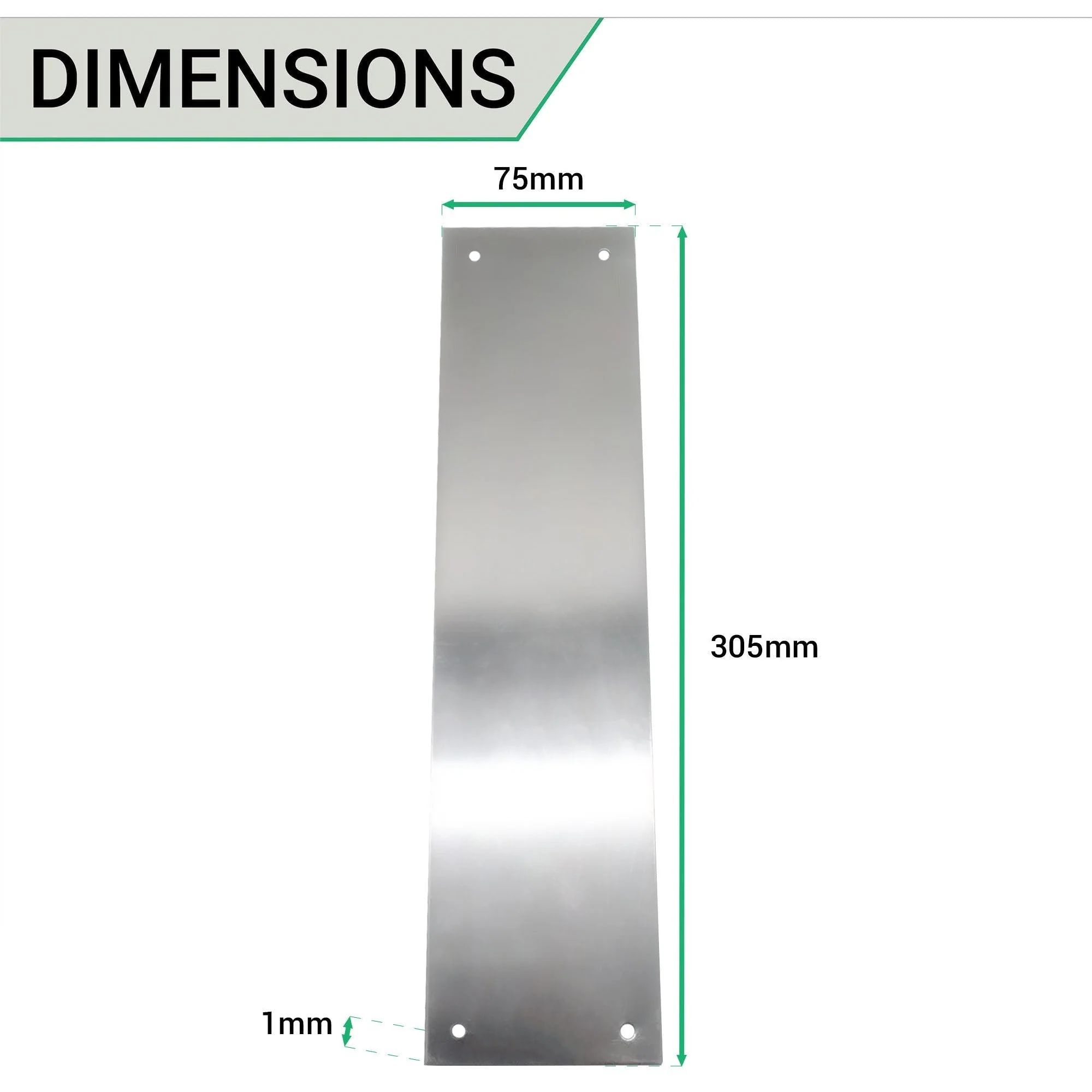 Door Finger Push Plate - 305x76mm - Satin Aluminium - Image 3