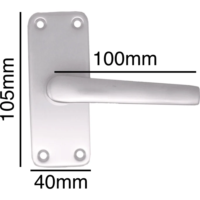 Aluminium Lever Door Handle Latch Set - 104 x 40mm - Satin Aluminium - Image 3