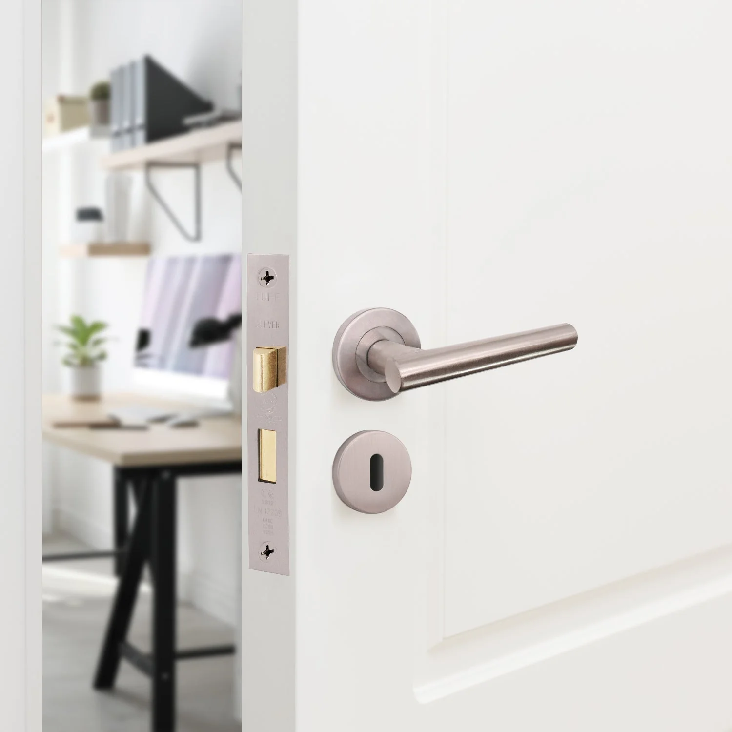 Olbia Satin Nickel Lever on Rose Door Handle Pack - BS3621 5 Lever Sashlock - Image 5