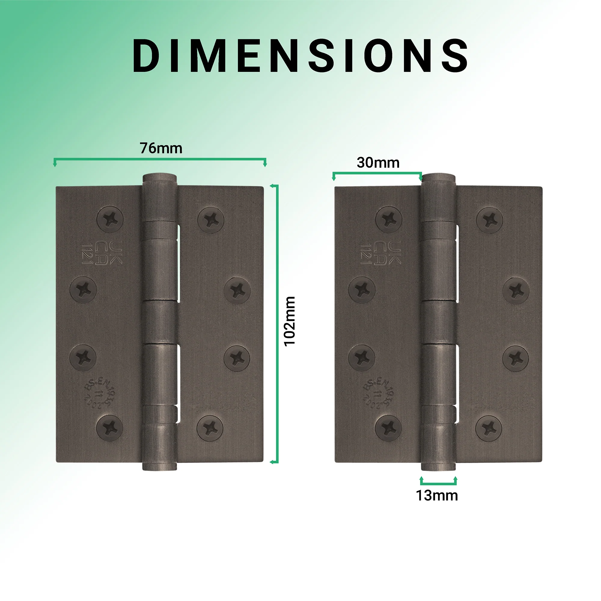 Bronze Fire Door Hinges – 4 Inch/102mm – Grade 11 Steel Ball Bearing – Pack 2 - Image 3