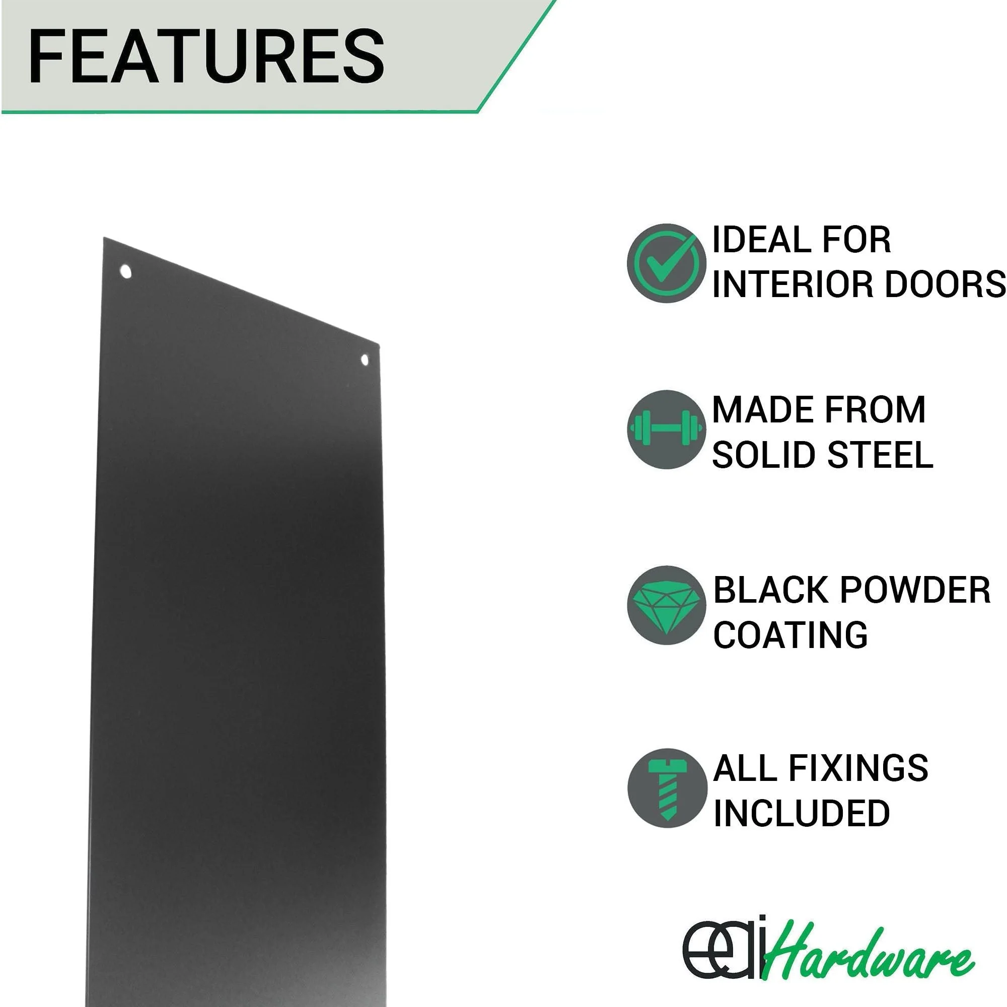 Door Kick Plate - 700 x 150 x 1.2mm - Matt Black - Image 2