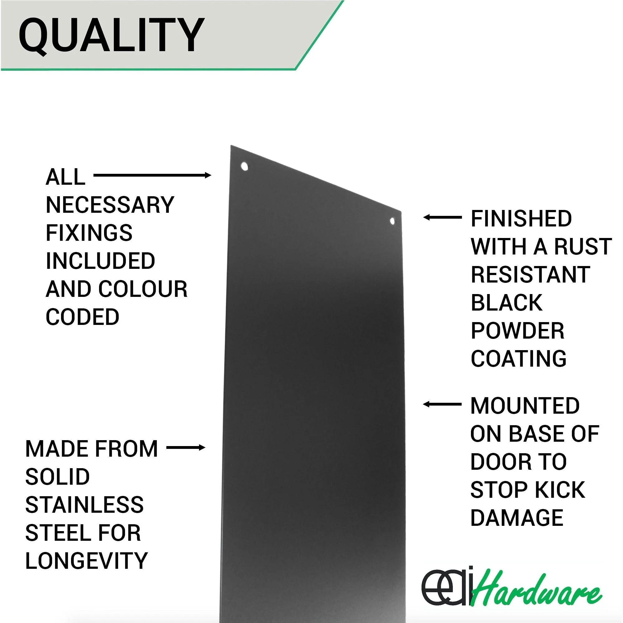 Door Kick Plate - 800 x 150 x 1.2mm - Matt Black - Image 4