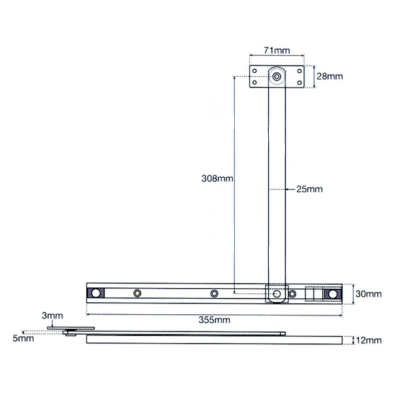 Door Restrictor Arm Stay Mortice Overhead - 90° Opening - Black - Image 3