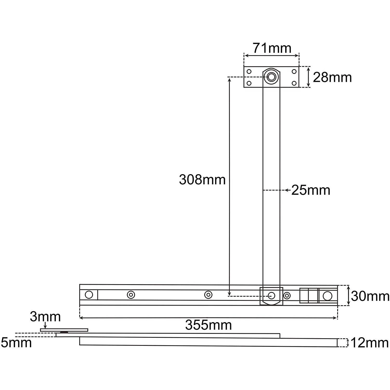 Door Restrictor Arm Stay Mortice Overhead - 90° Opening - Zinc - Image 3