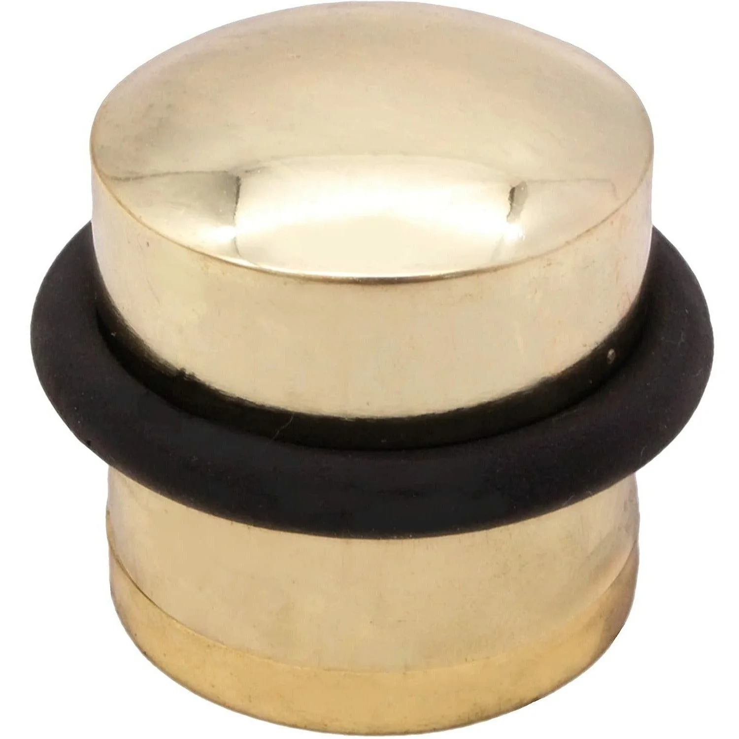 Dome Top Floor Mounted Door Stop - 30mm Diameter - Polished Brass