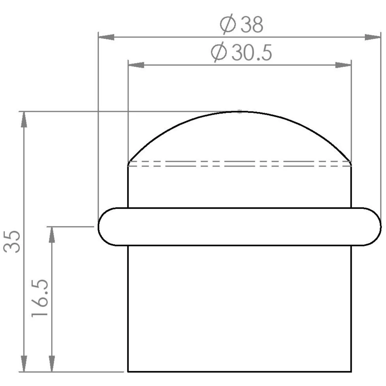 Dome Top Floor Mounted Door Stop - 30mm Diameter - Polished Chrome - Image 2