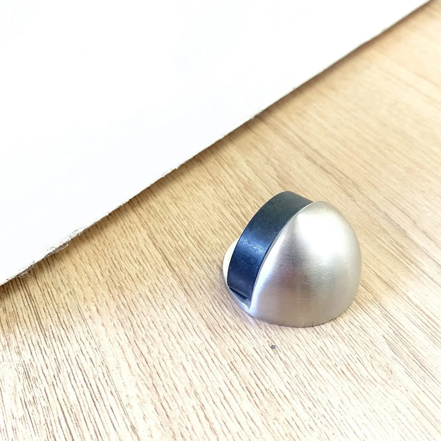Oval Floor Mounted Door Stop - Concealed Fixing - 45mm - Satin Stainless - Image 3