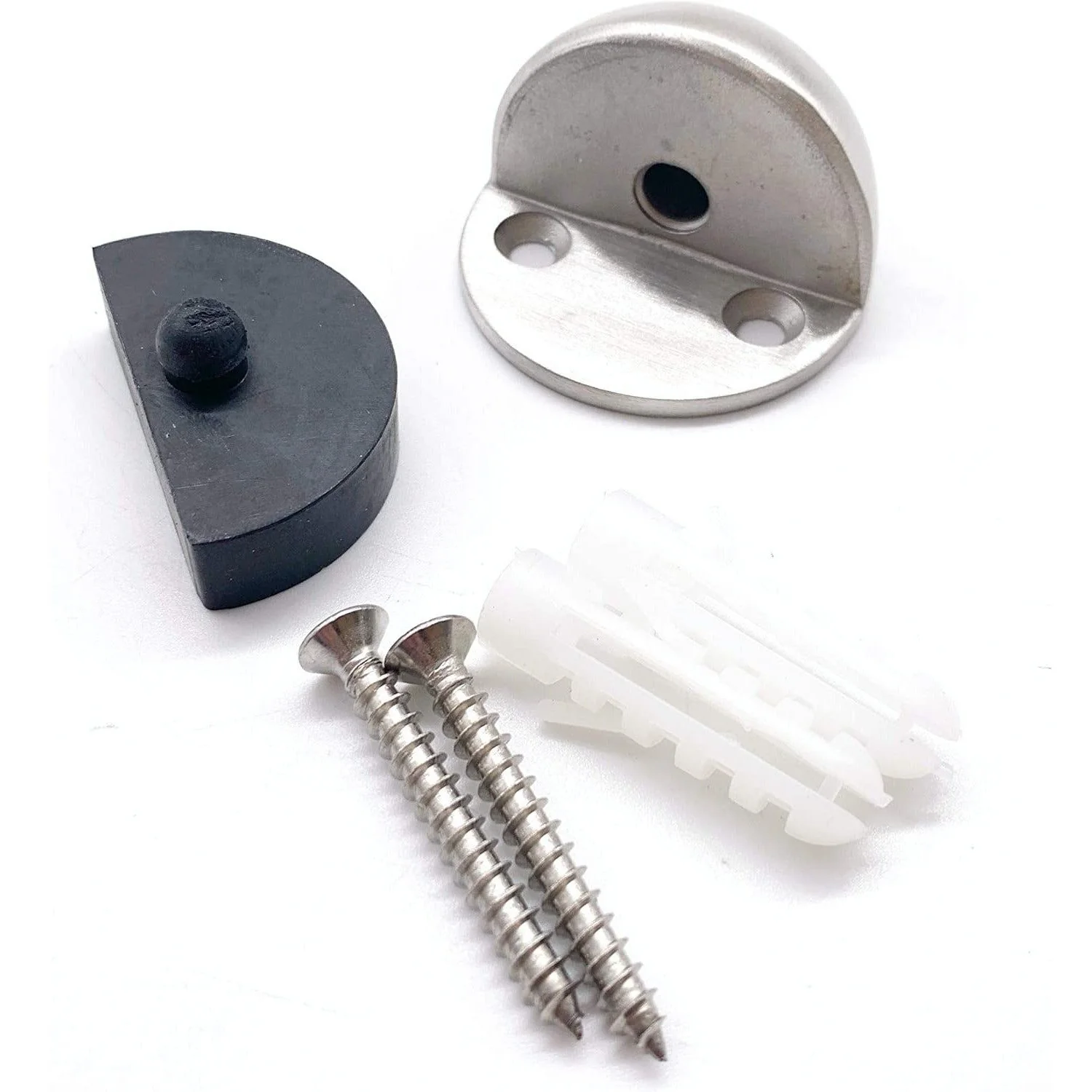 Oval Floor Mounted Door Stop - Concealed Fixing - 45mm - Satin Stainless - Image 4