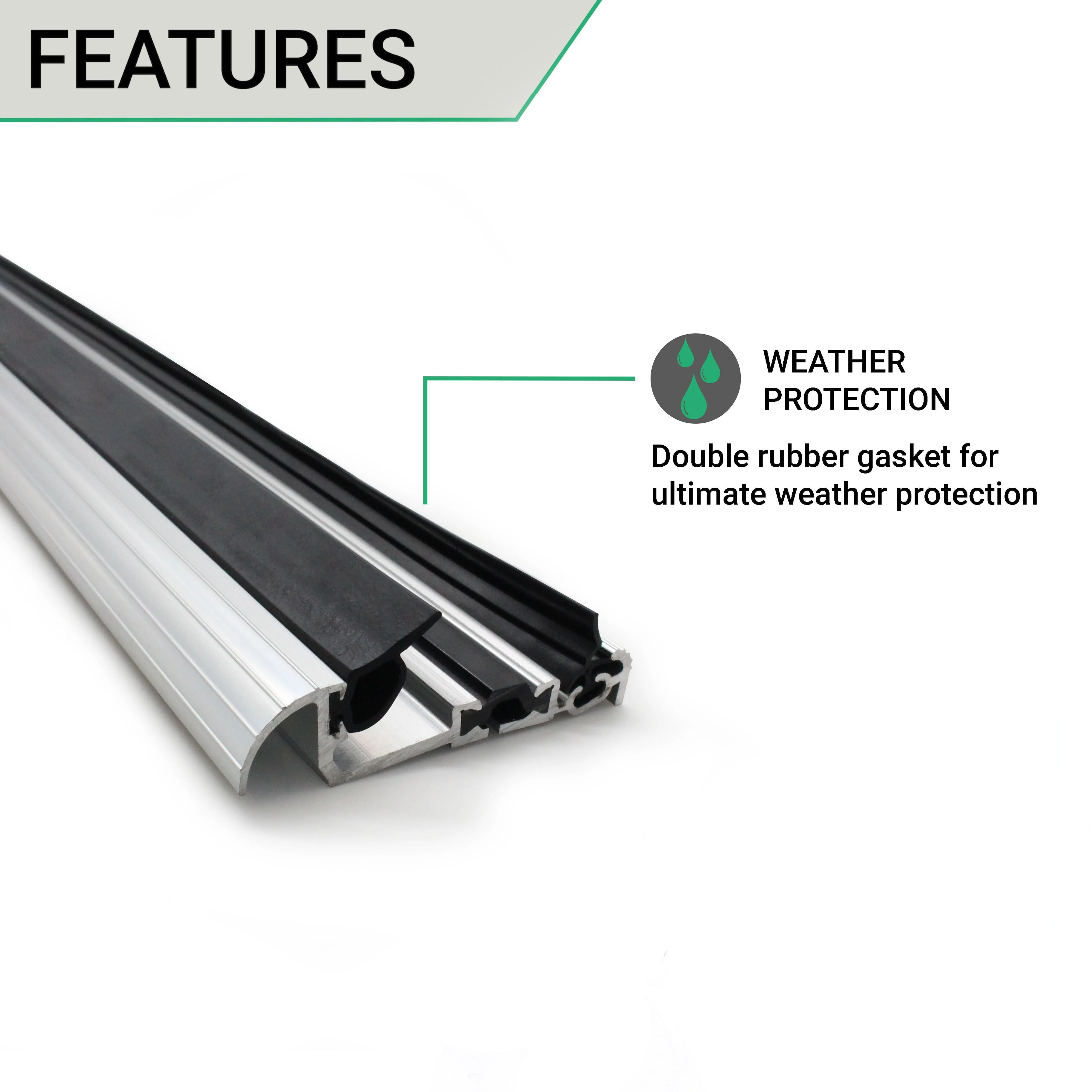 Door Threshold Seal - 44mm Inward Opening - 1829mm - Aluminium - Image 3