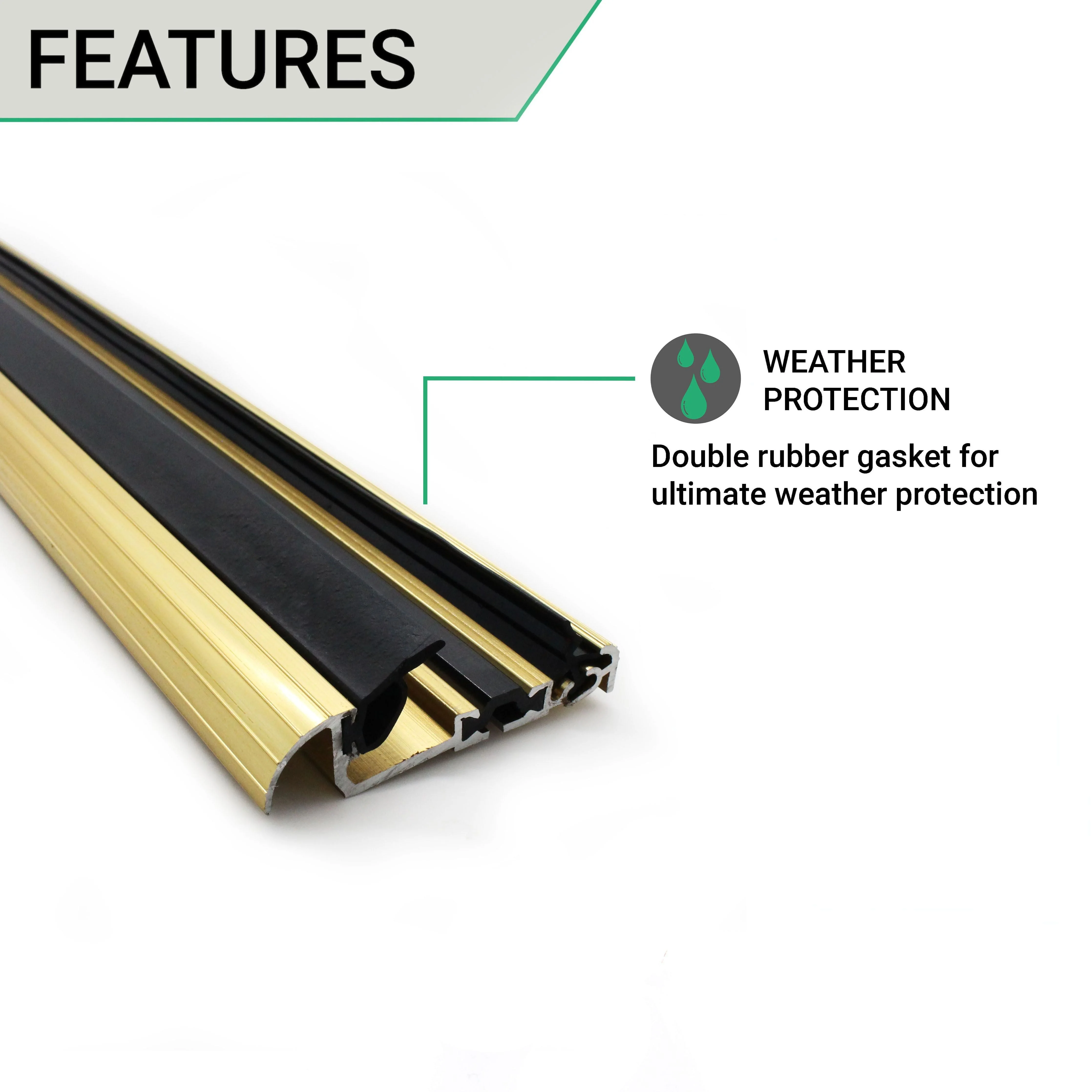 Door Threshold Seal - 44mm Inward Opening - 1829mm - Gold - Image 3