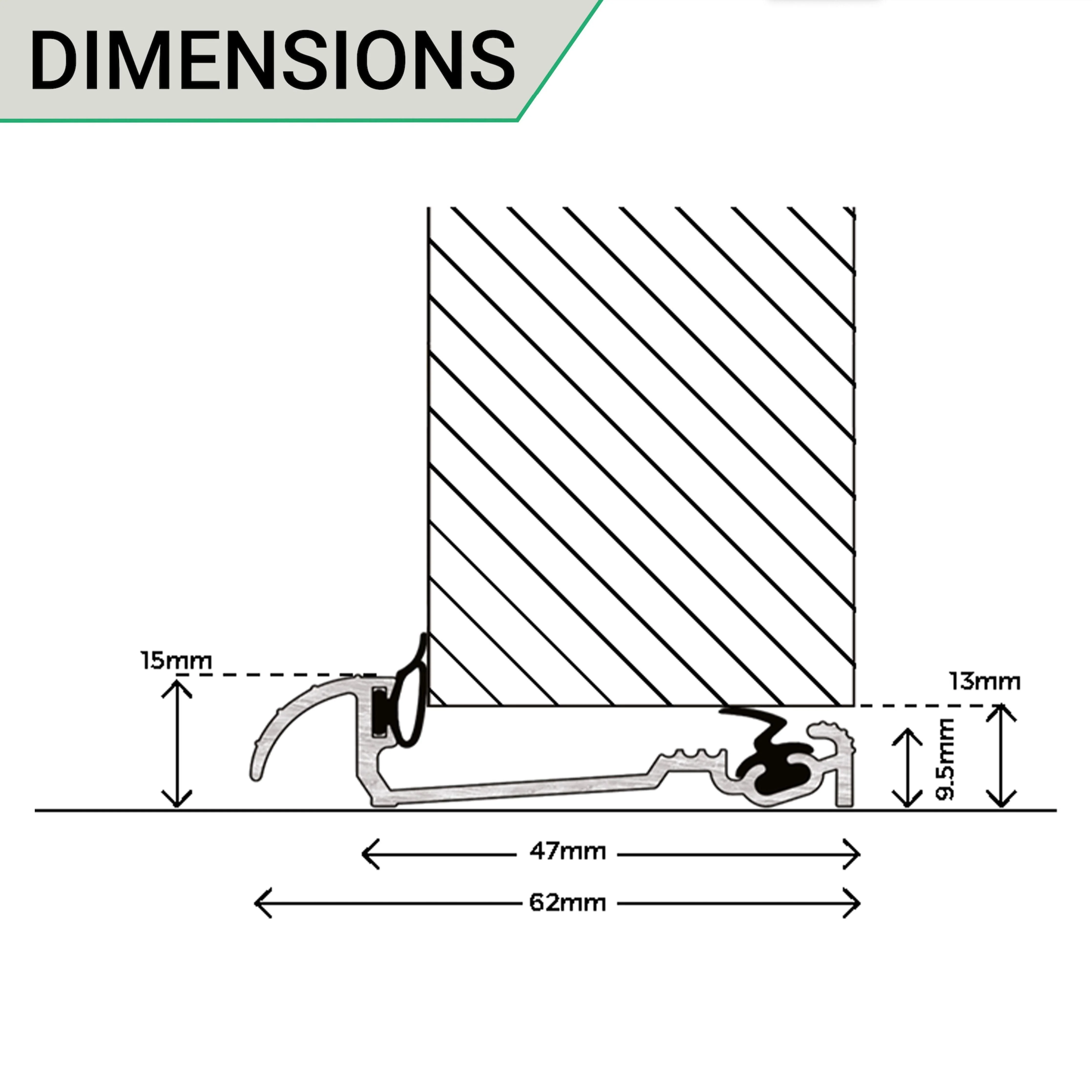 Door Threshold Seal - 44mm Inward Opening - 914mm - Black - Image 4