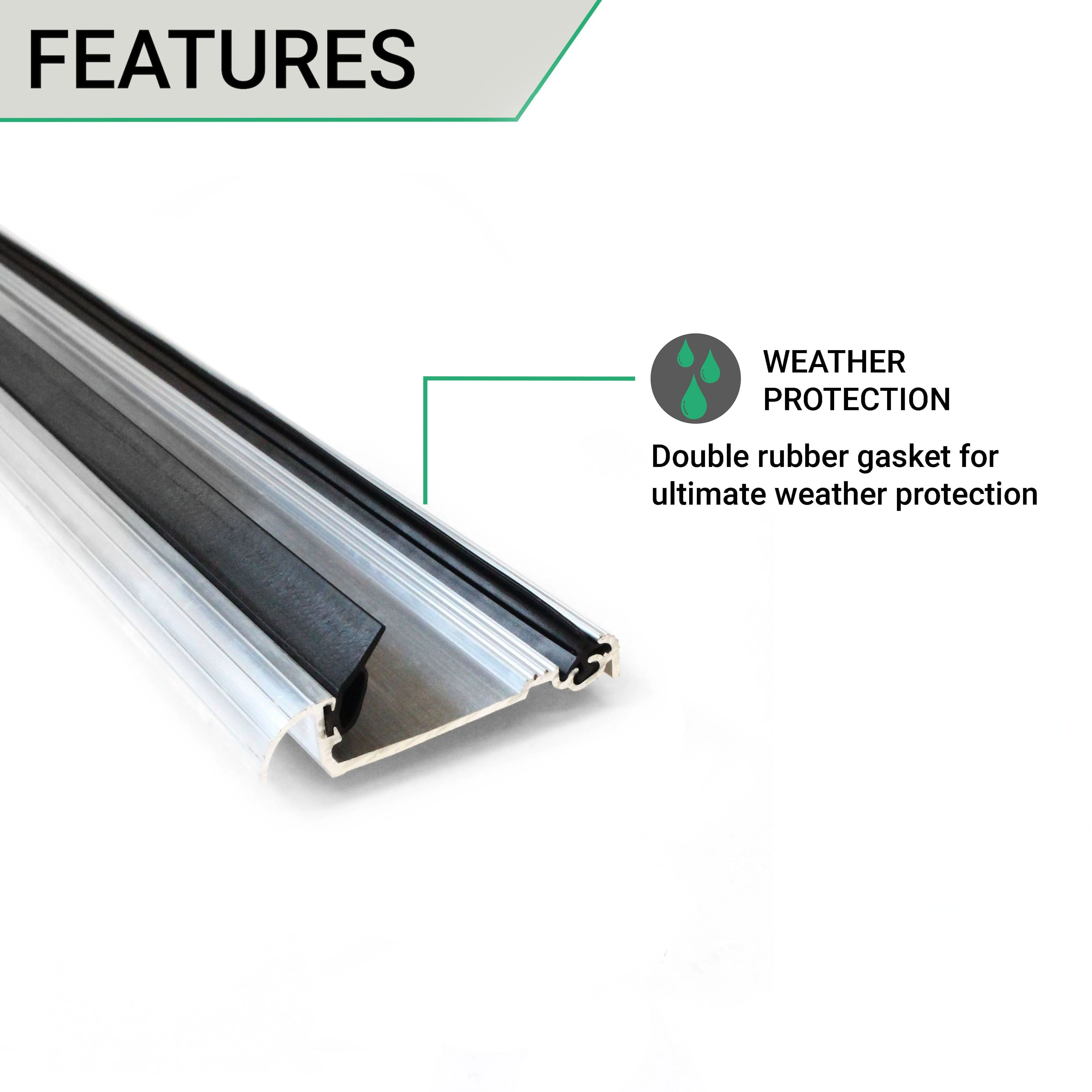 Door Threshold Seal - 56mm Inward Opening - 1829mm - Aluminium - Image 3