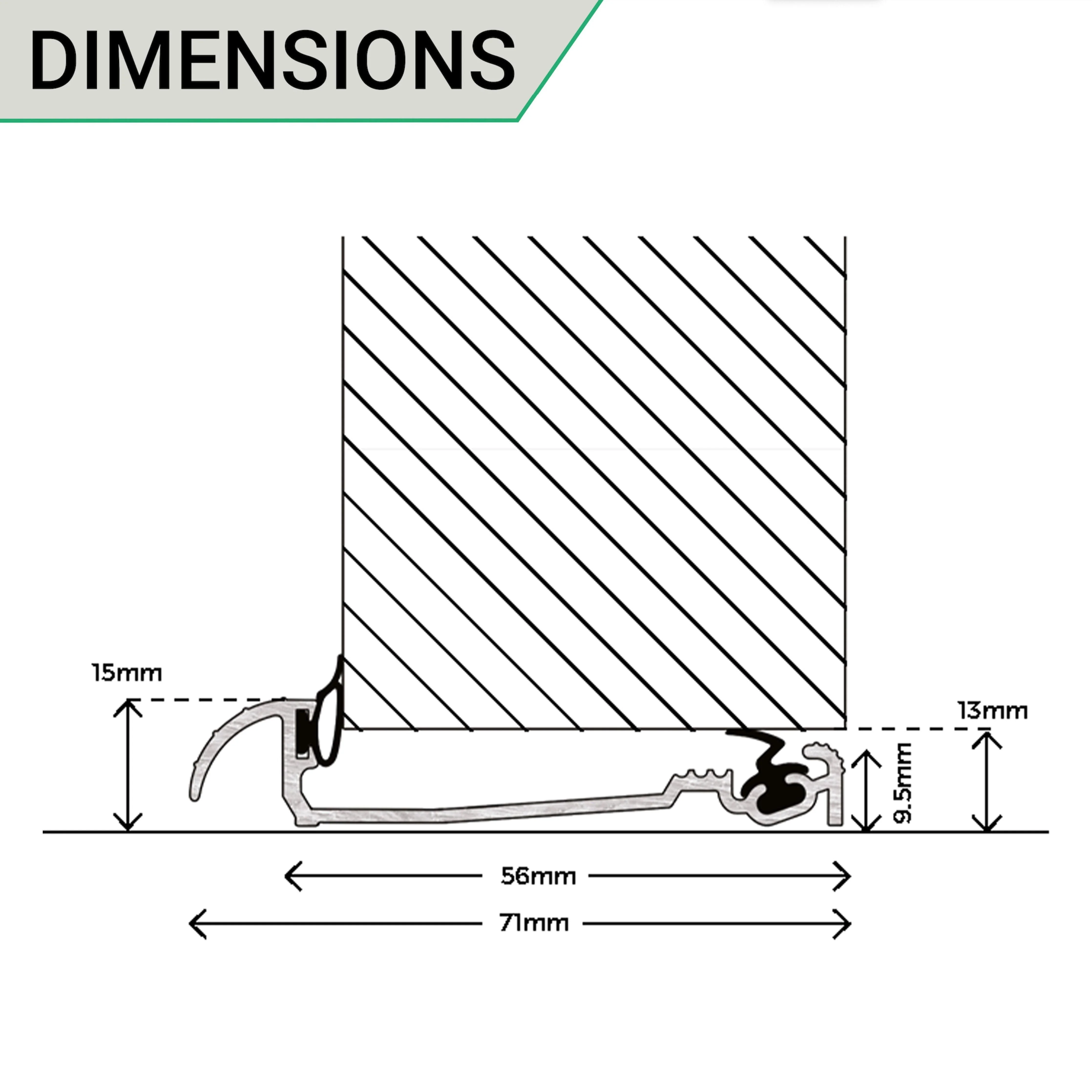 Door Threshold Seal - 56mm Inward Opening - 914mm - Aluminium - Image 4