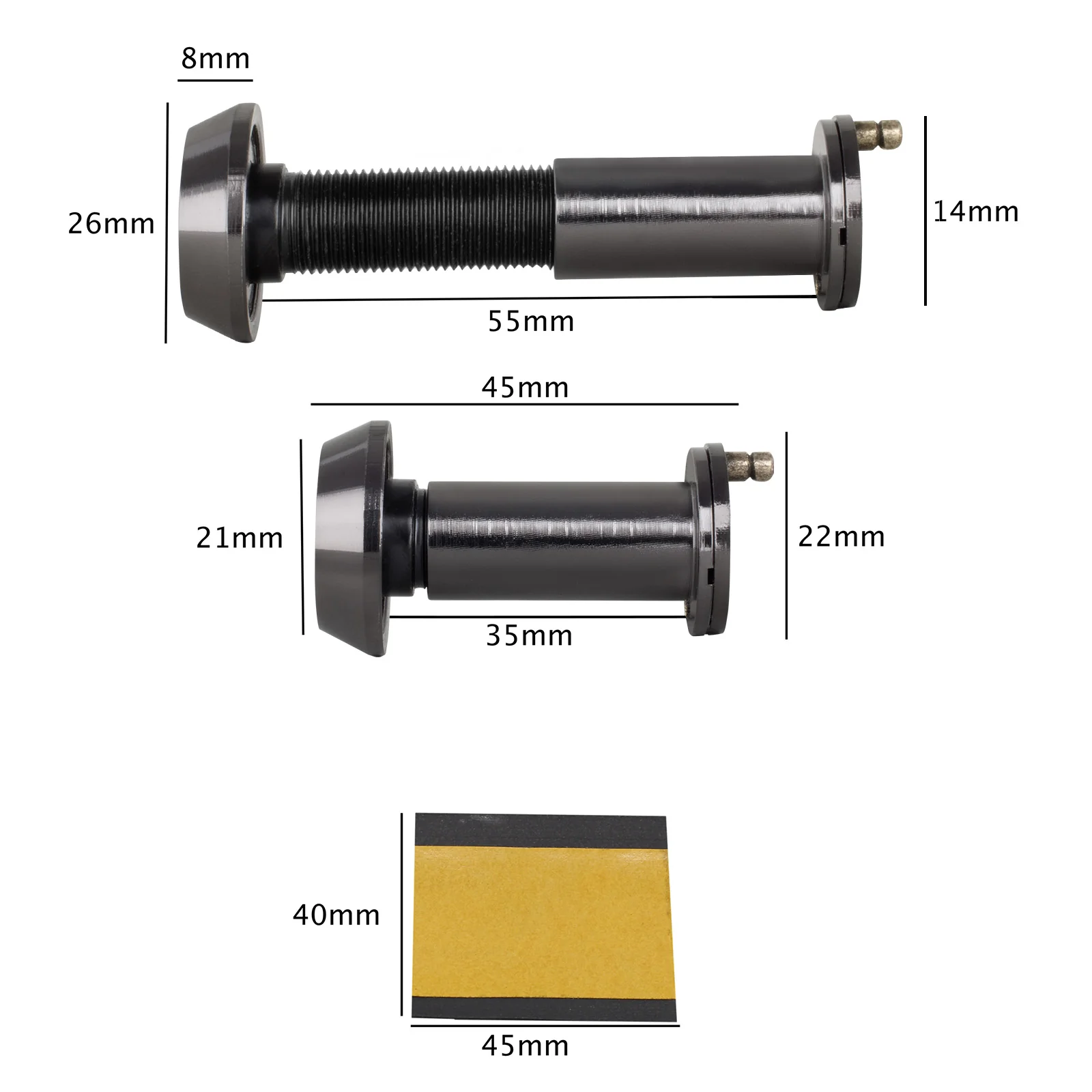 Fire Rated Door Viewer 200 Degree Glass Lens - 14mm Dia. - 35-55mm Doors - Black Nickel - Image 2
