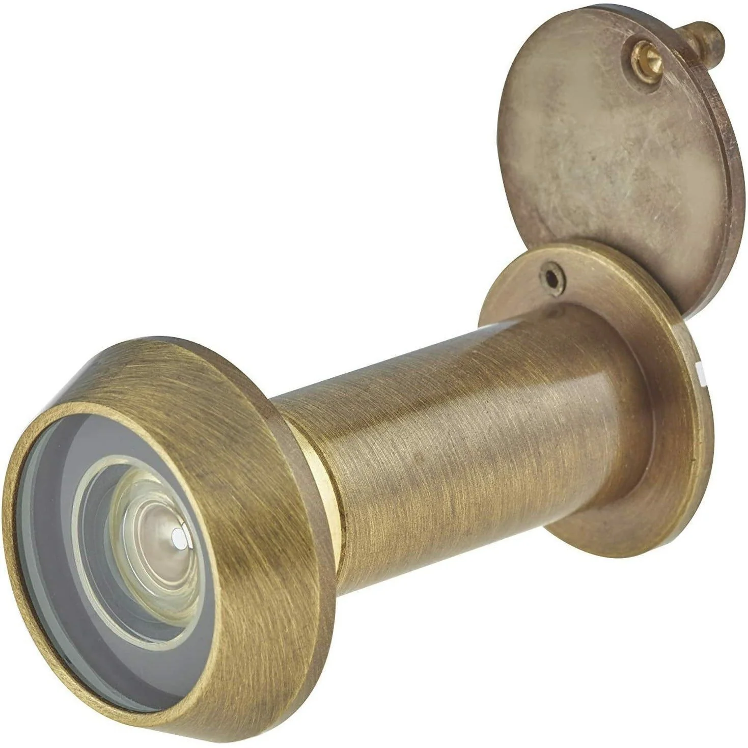 Fire Rated Door Viewer 200 Degree Glass Lens - 14mm Dia. - 35-55mm Doors - Antique Brass