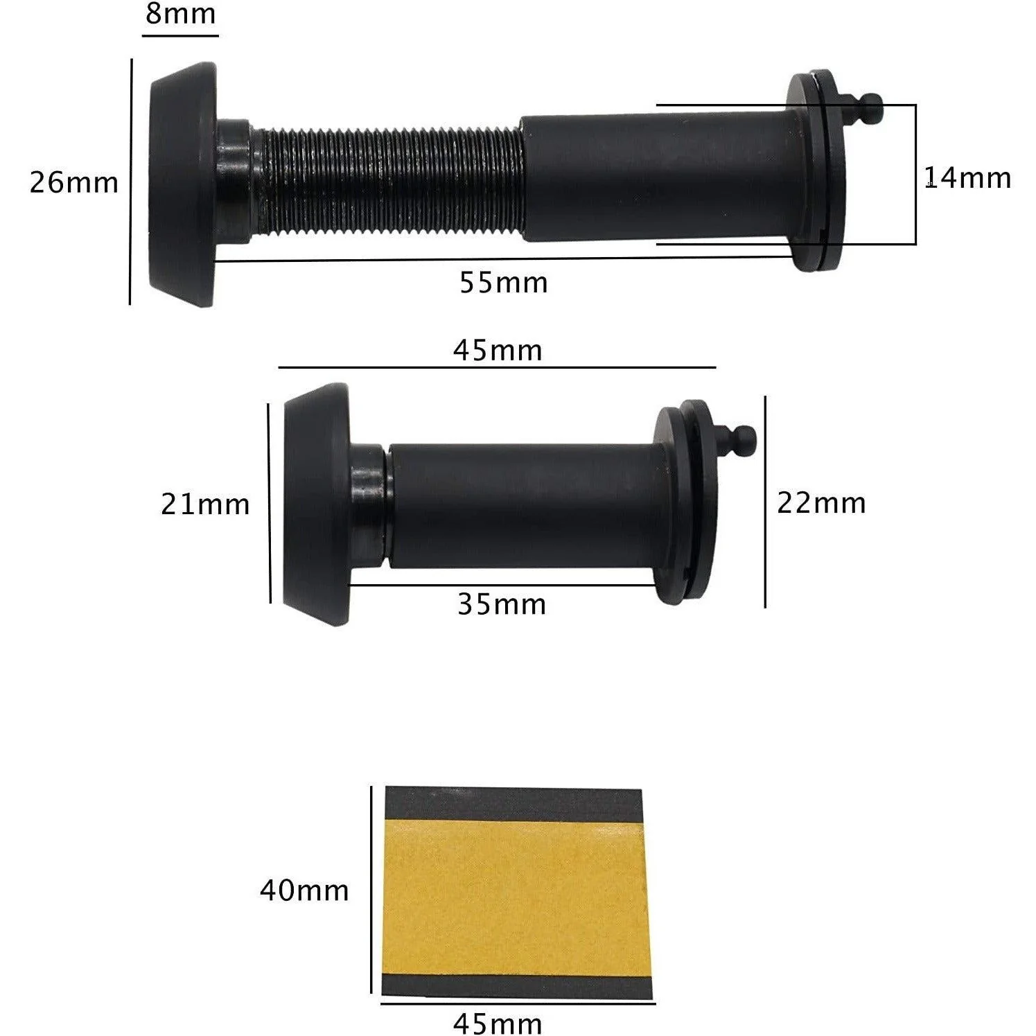 Fire Rated Door Viewer 200 Degree Glass Lens - 14mm Dia. - 35-55mm Doors - Black - Image 3