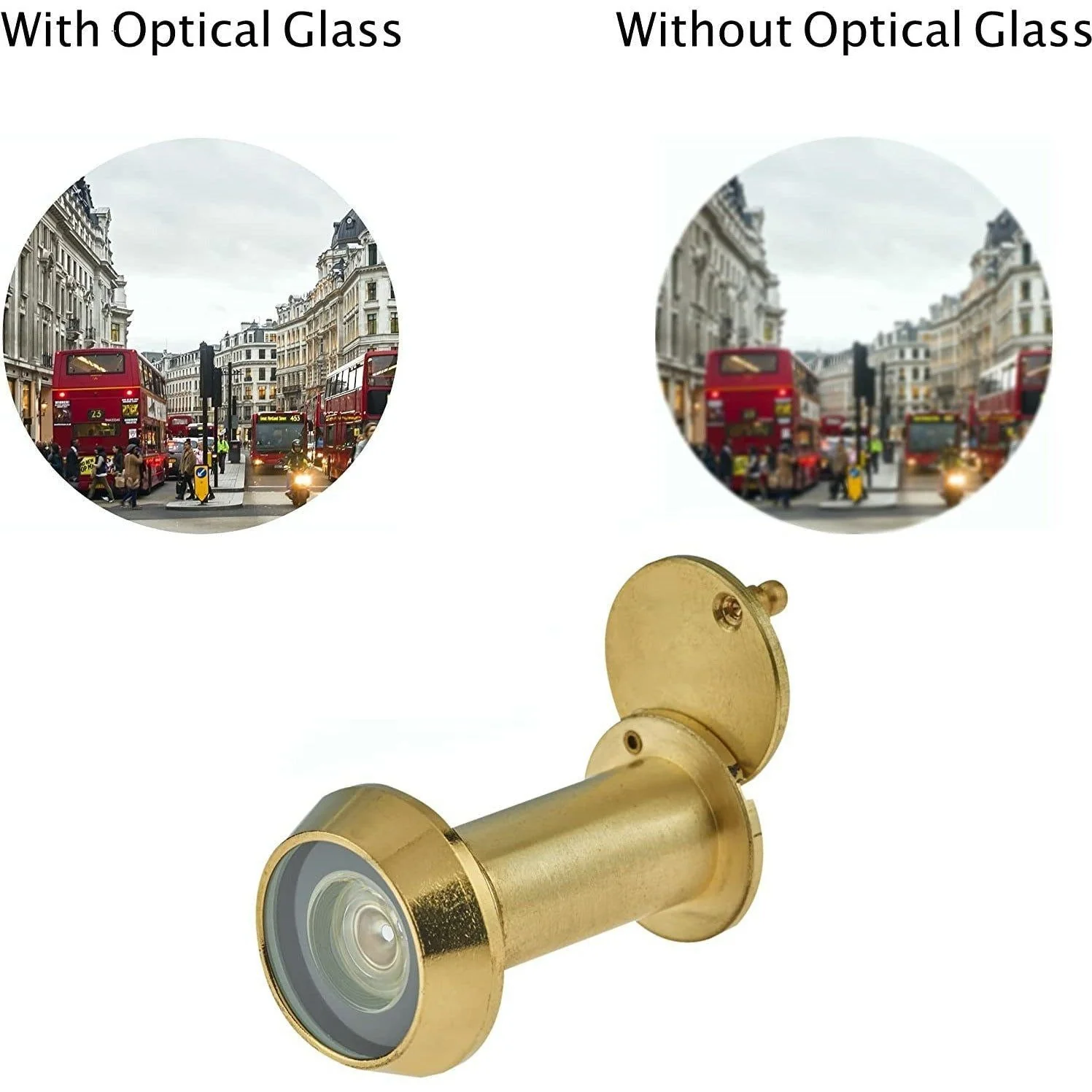 Fire Rated Door Viewer 200 Degree Glass Lens - 14mm Dia. - 50-75mm Doors - Polished Brass - Image 4