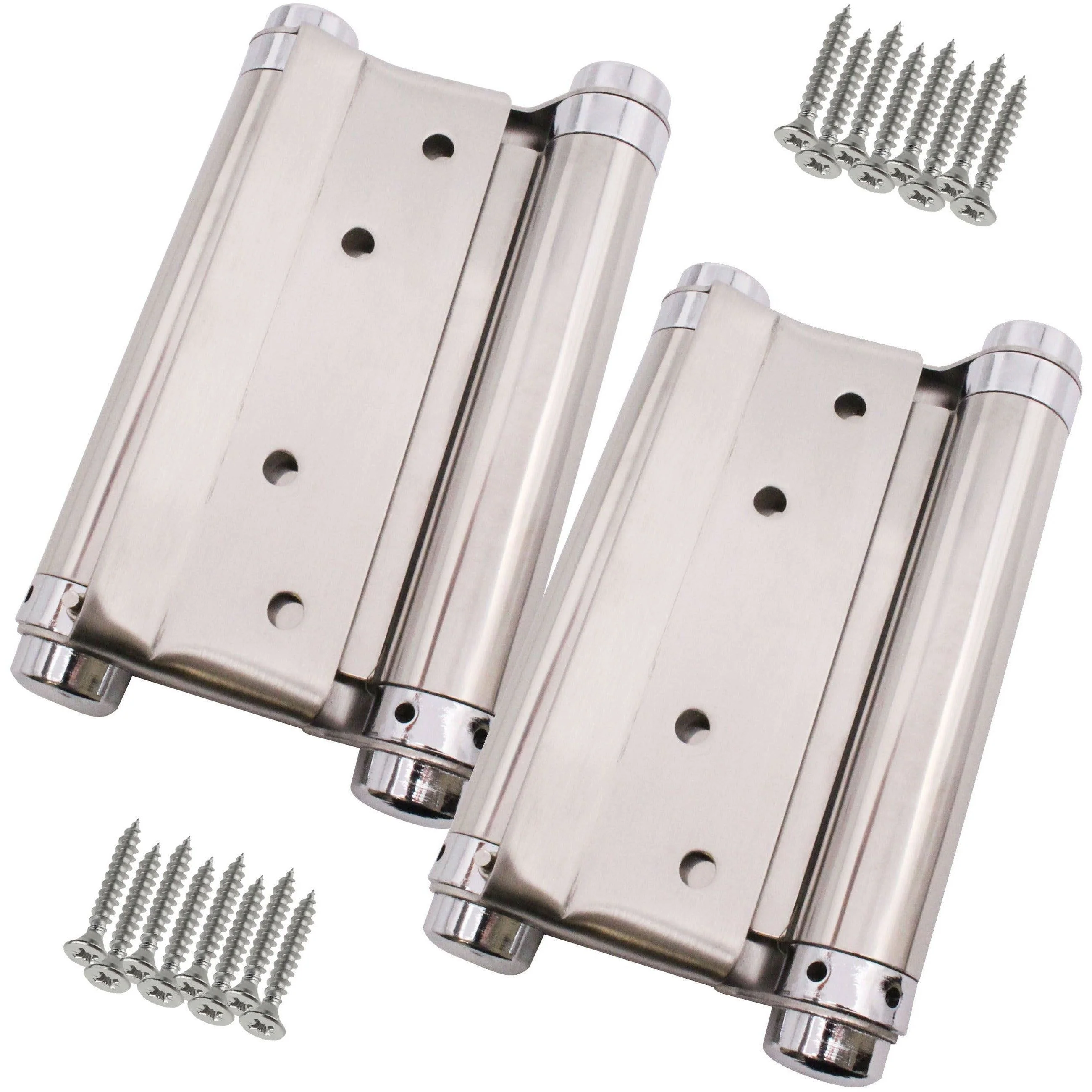 Double Action Spring Hinges 5" Stainless Steel - 127mm - Satin - Pair - Including Screws - Image 2