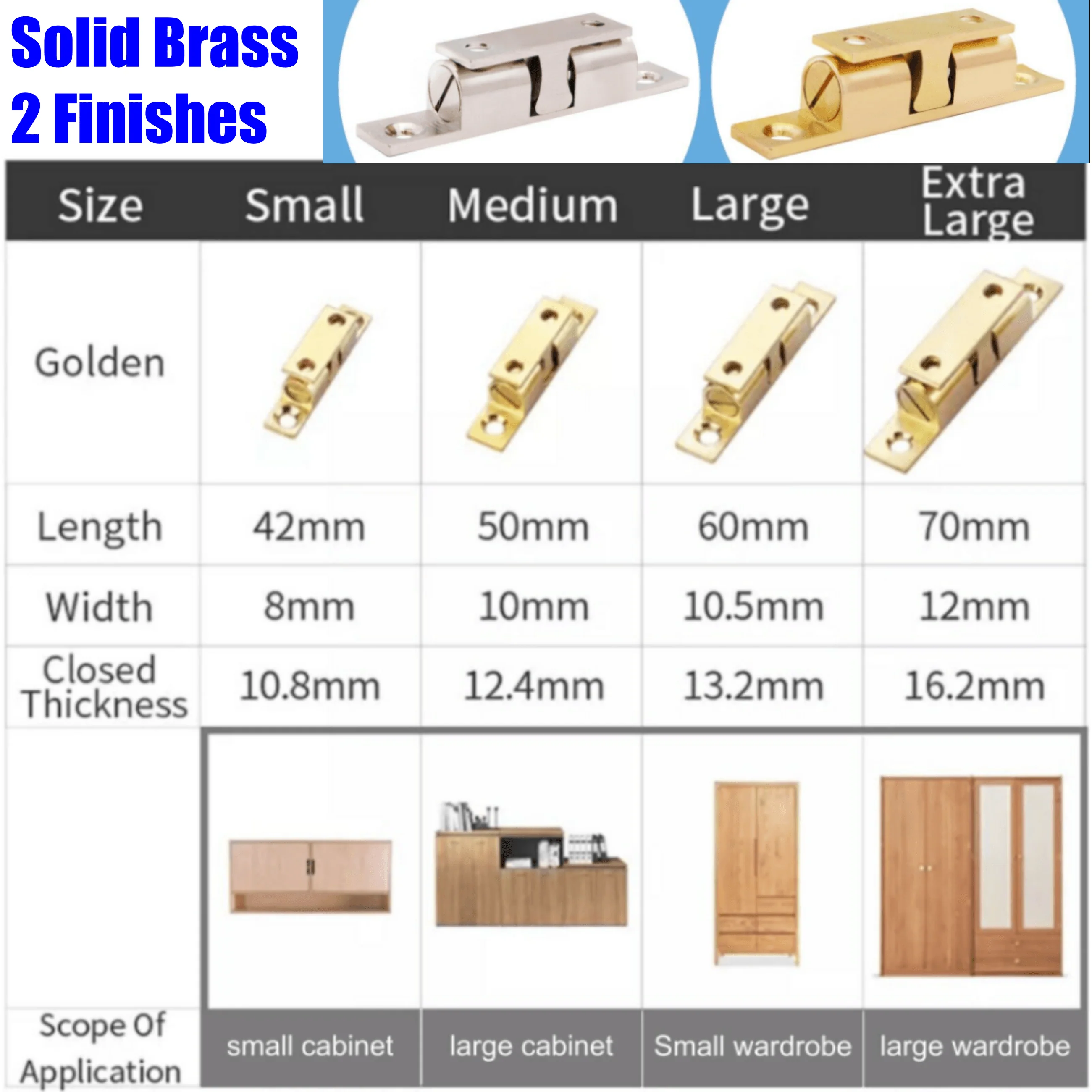 Adjustable Double Ball Catch Quality Brand 60mm Solid Brass - Image 4