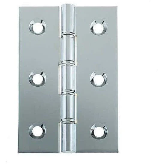 Double Phosphor Bronze Washered Hinge - 76x50x2mm - Polished Chrome