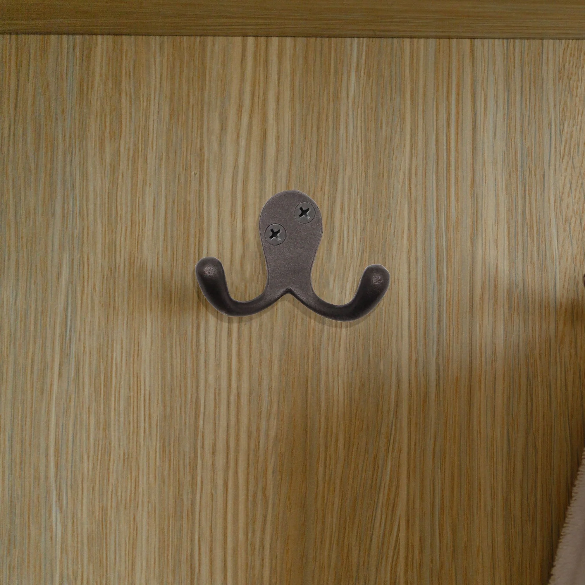 Double Robe Hook Iron Victorian British Pattern - 52mm - Pewter Polished Iron - Pack of 2 - Image 5