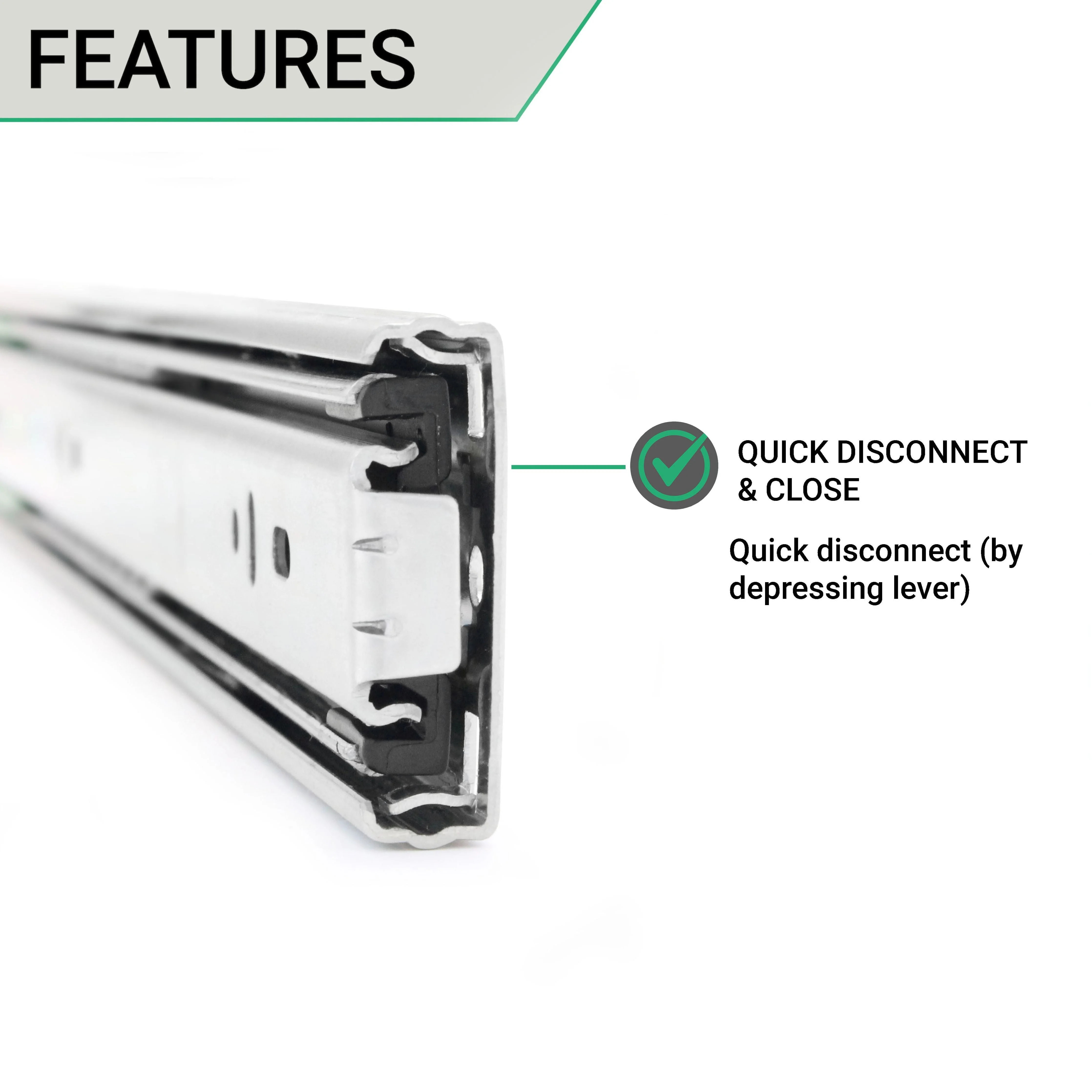 Double Soft Close Double Extension Runners 46mm Ball Bearing 45kg Max 350mm - Image 3