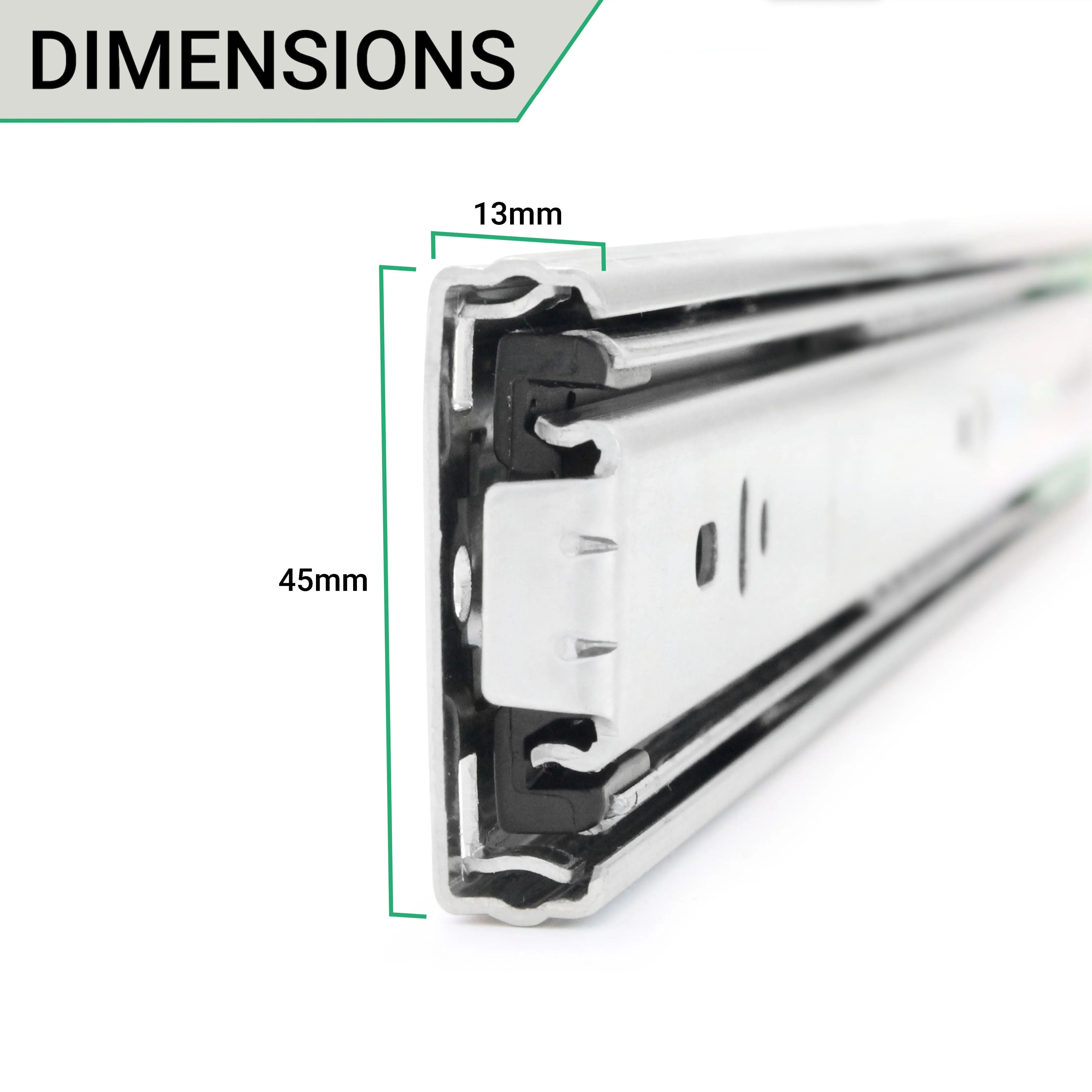 Double Soft Close Double Extension Runners 46mm Ball Bearing 45kg Max 550mm - Image 4
