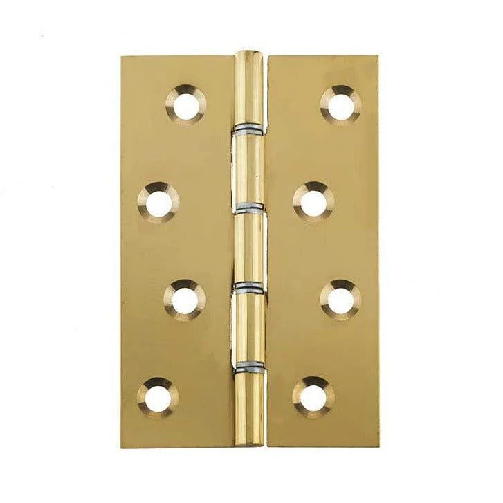Double Steel Washered Hinge - 102x67x2mm - Polished Brass