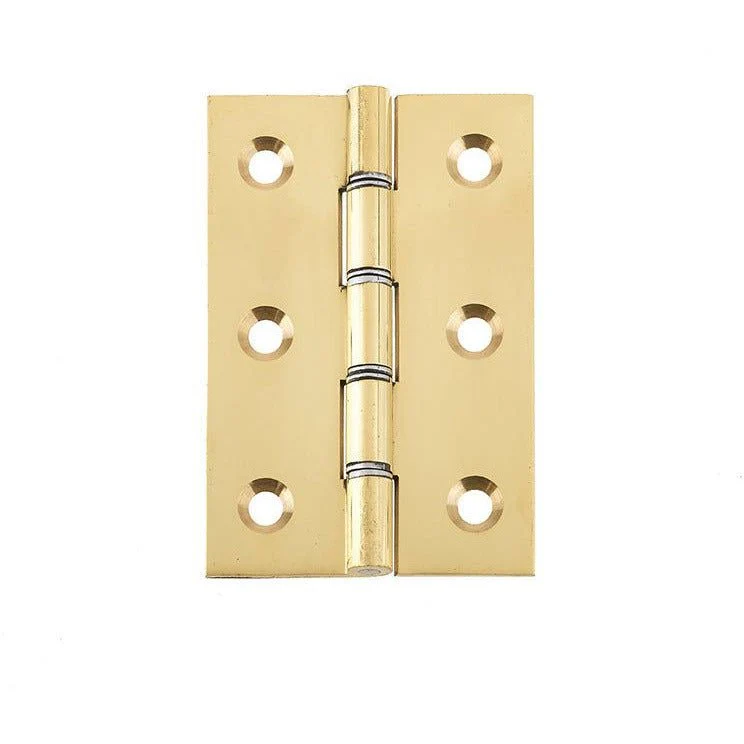 Double Steel Washered Hinge - 76x50x2mm - Polished Brass
