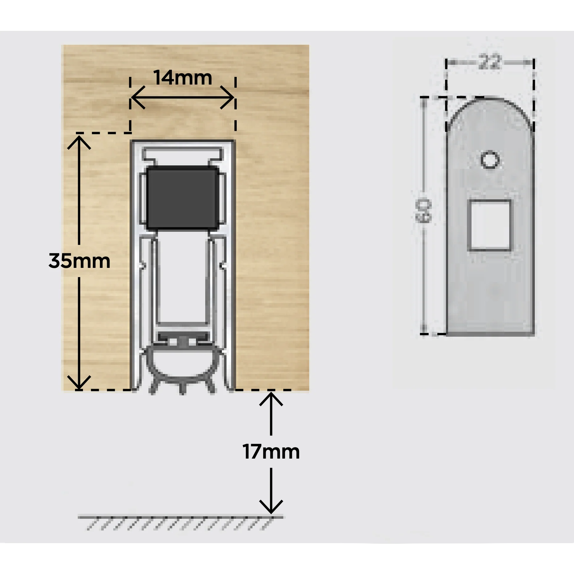 Heavy Duty Drop Down Door Seal Acoustic Fire Door FD30/60 - Recessed - 676-826mm - Satin Aluminium - Image 2