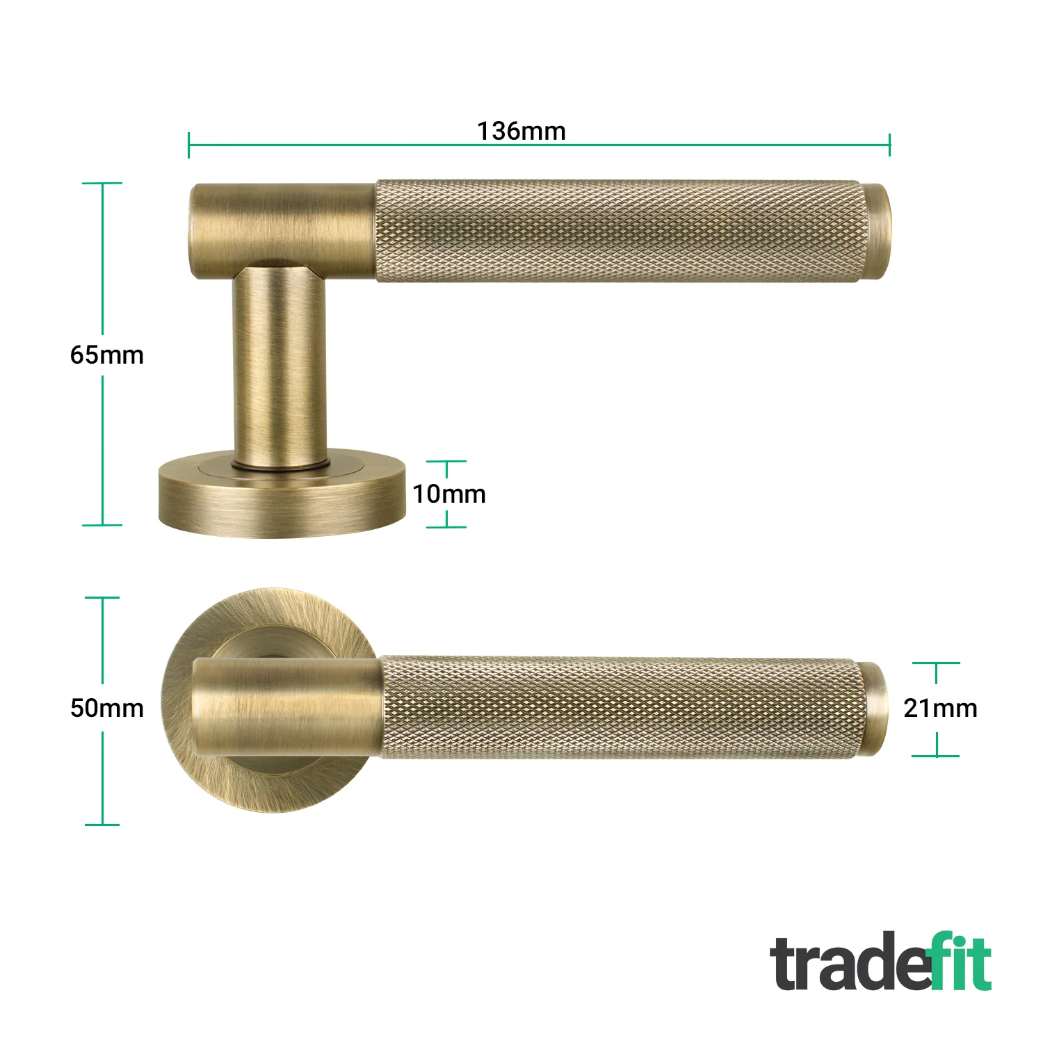 Dumont Antique Brass Lever on Rose Door Handle Kit - 64mm Latch - Image 4
